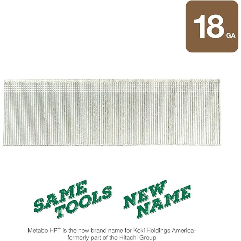 Metabo HPT Brad Nails, 1-1/4in. x 18 Gauge, Electro Galvanized, 1000 Count