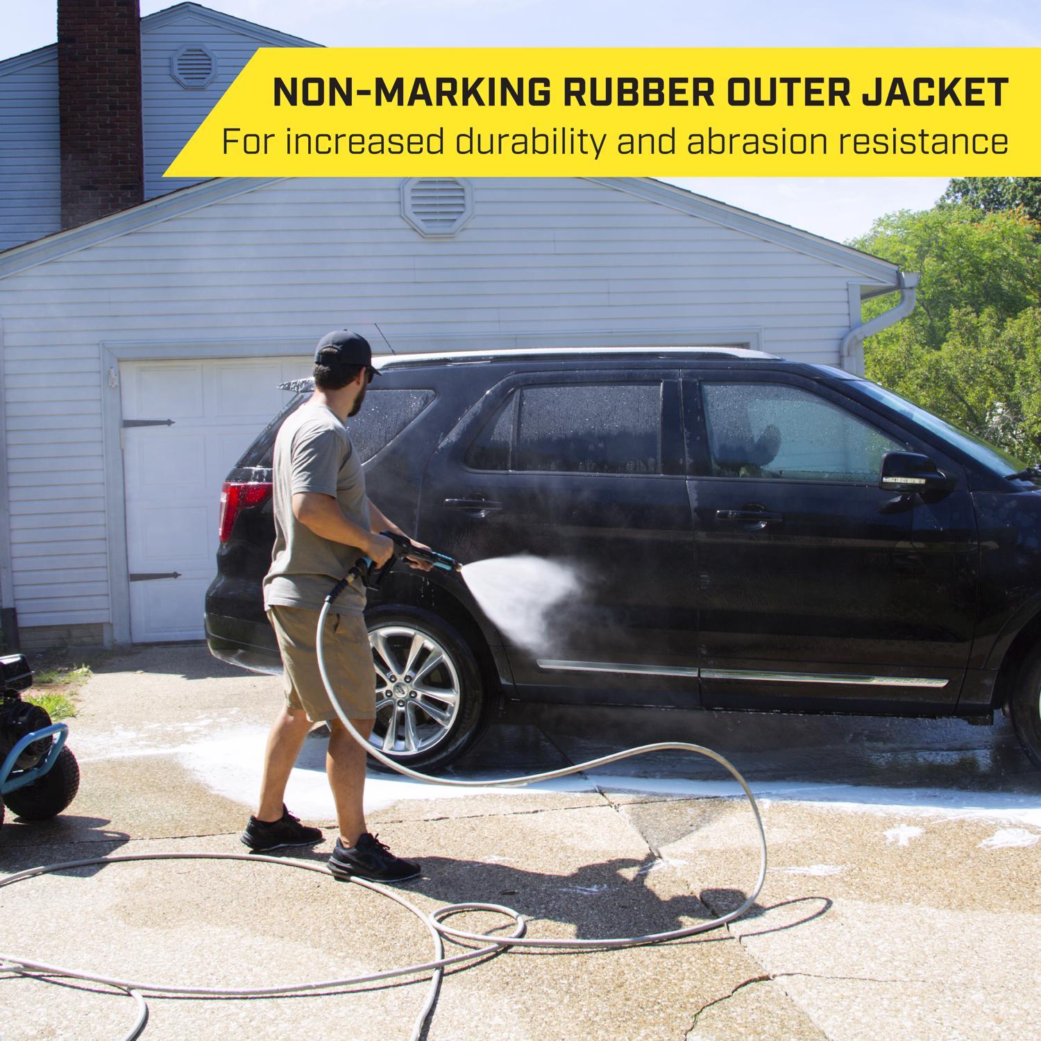 SurfaceMaxx 3/8 in. D X 50 ft. L Steel and Polyester Braided Pressure Washer Hose 4500 psi