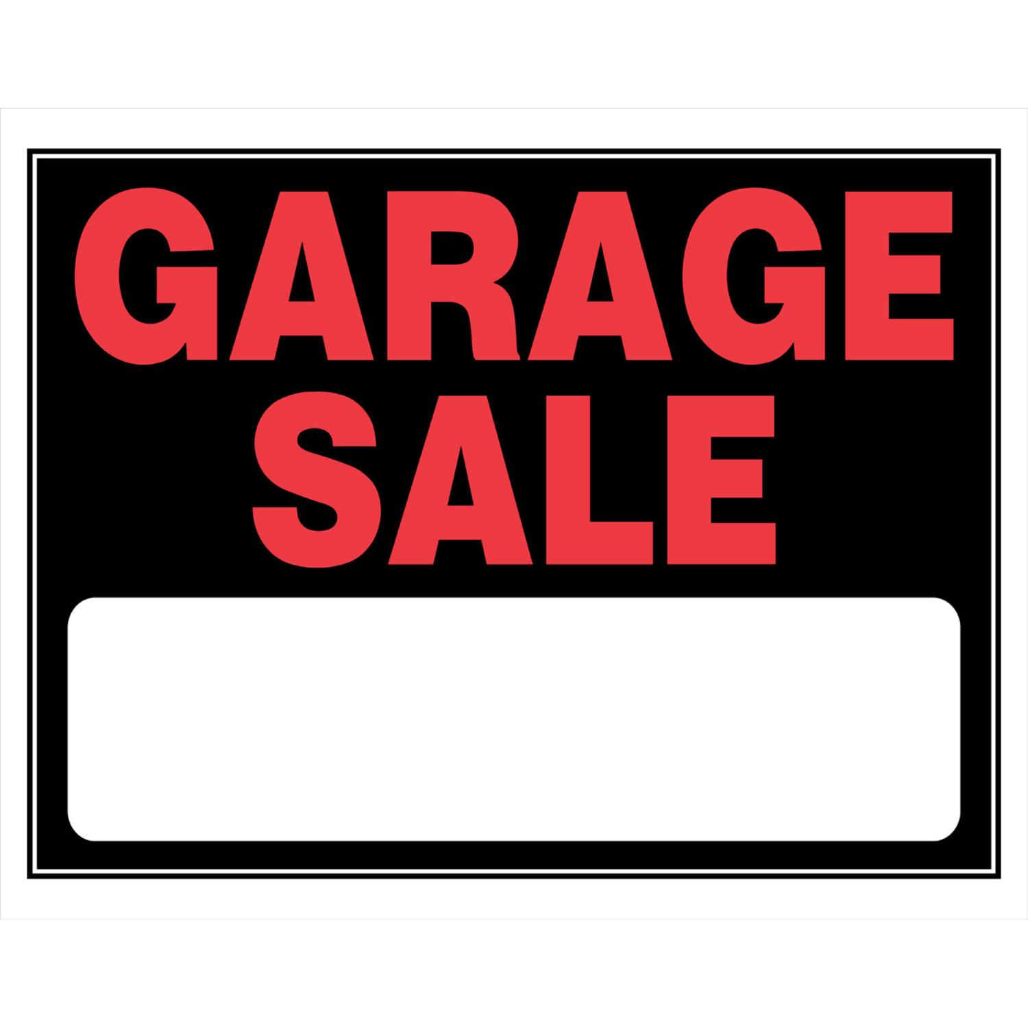HILLMAN English Black Garage Sale Sign 15 in. H X 19 in. W