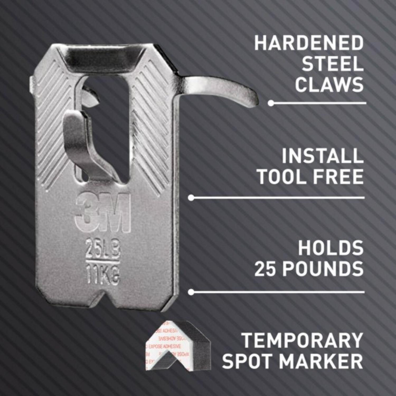 3M Claw Silver Drywall Picture Hanger 25 lb 4 pk