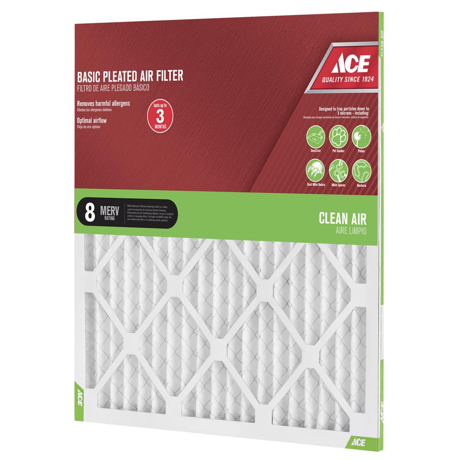 Ace 20 in. W X 25 in. H X 1 in. Synthetic 8 MERV Pleated Air Filter 1 pk