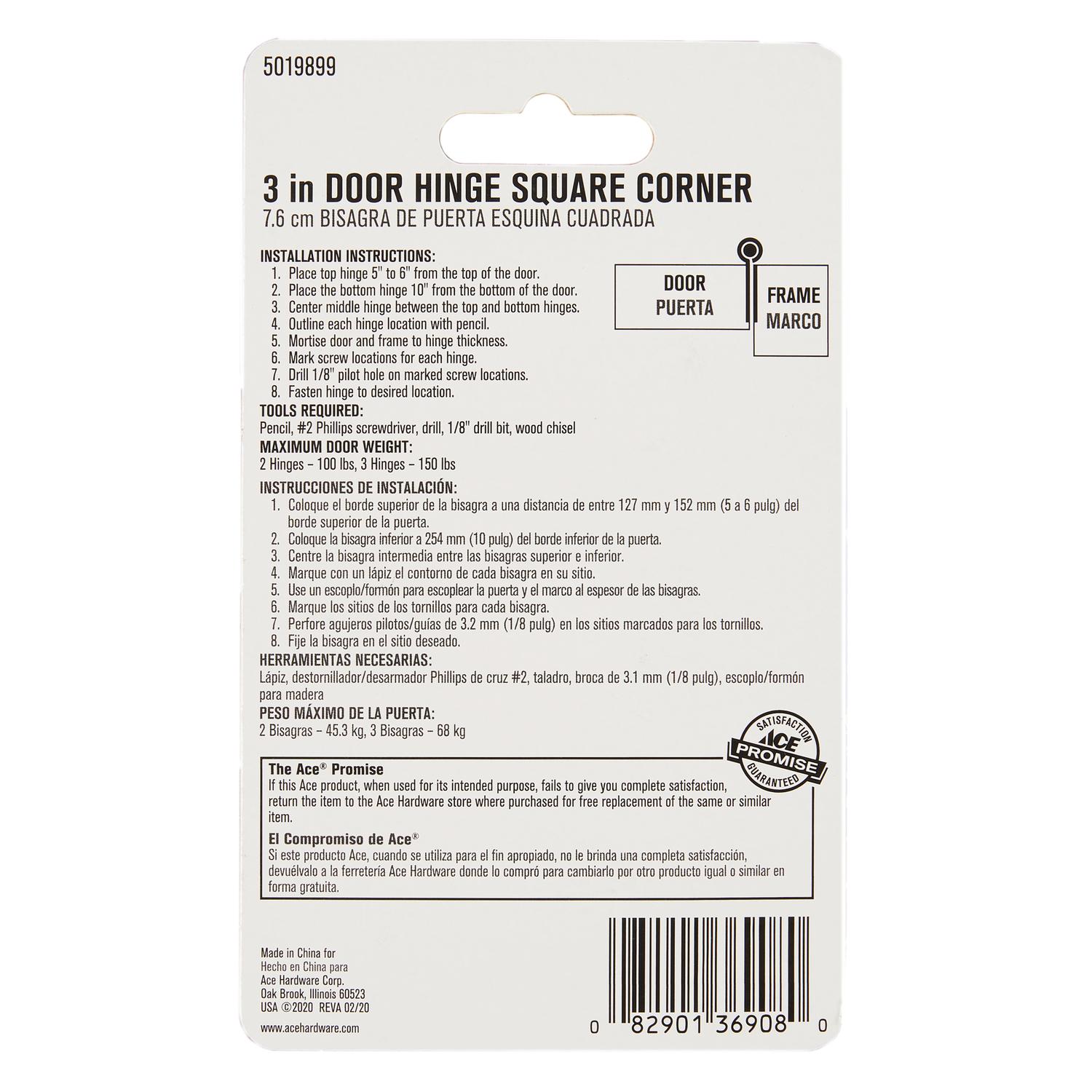 Ace 3 in. L Chrome Residential Door Hinge 1 pk