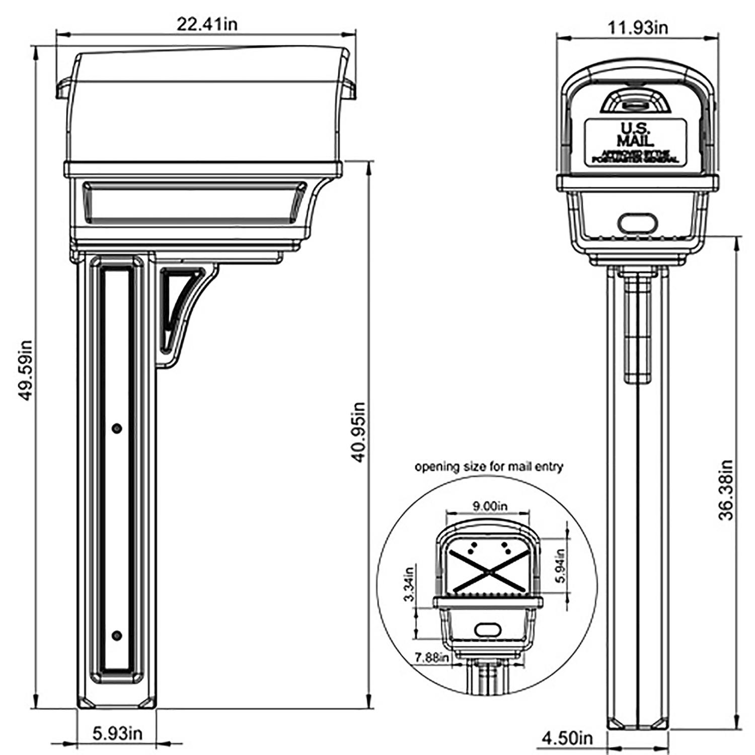 Architectural Mailboxes Gentry Classic Plastic Post Mount Black Mailbox