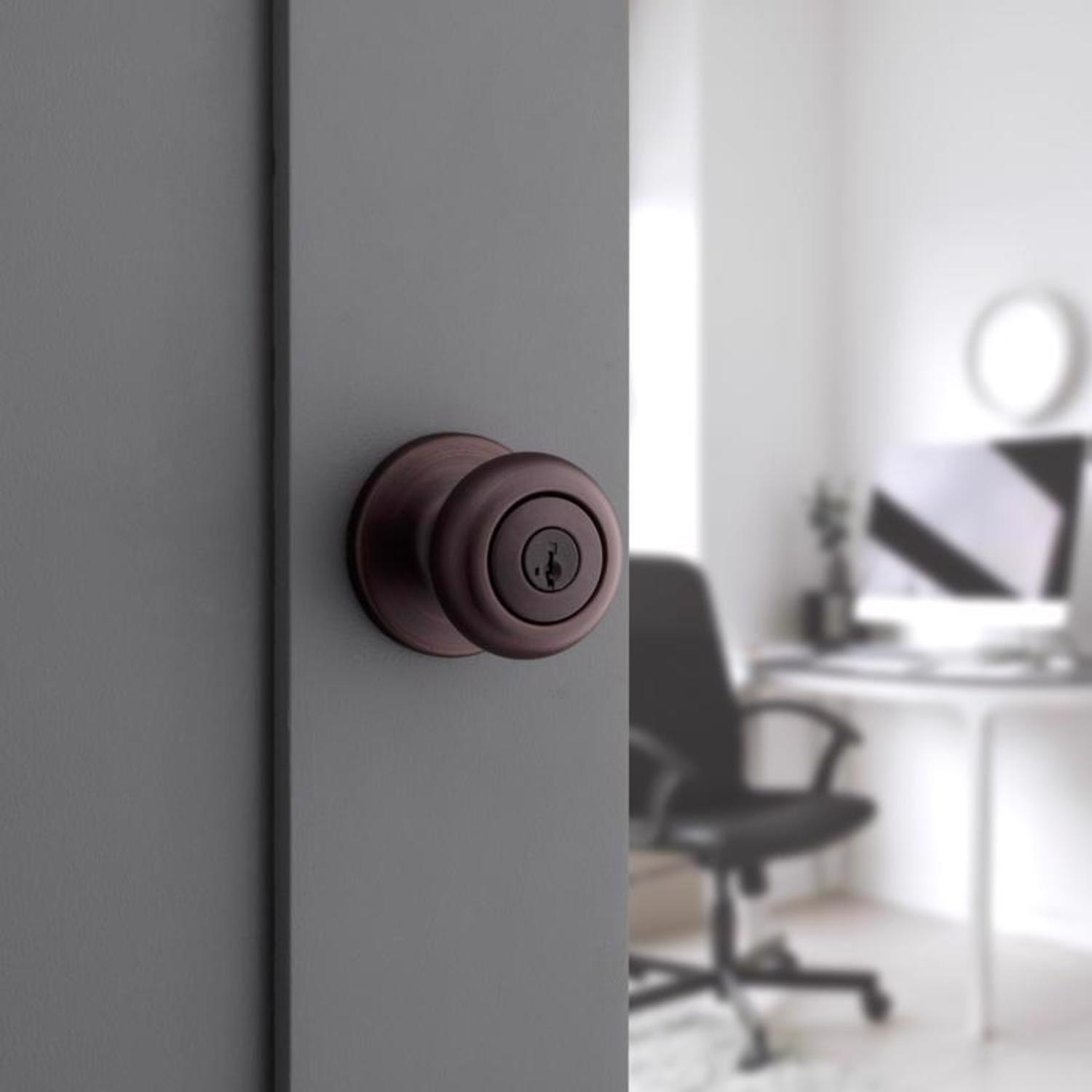 Kwikset SmartKey Security Cove Venetian Bronze Entry Door Knob KW1 2-3/4 in.