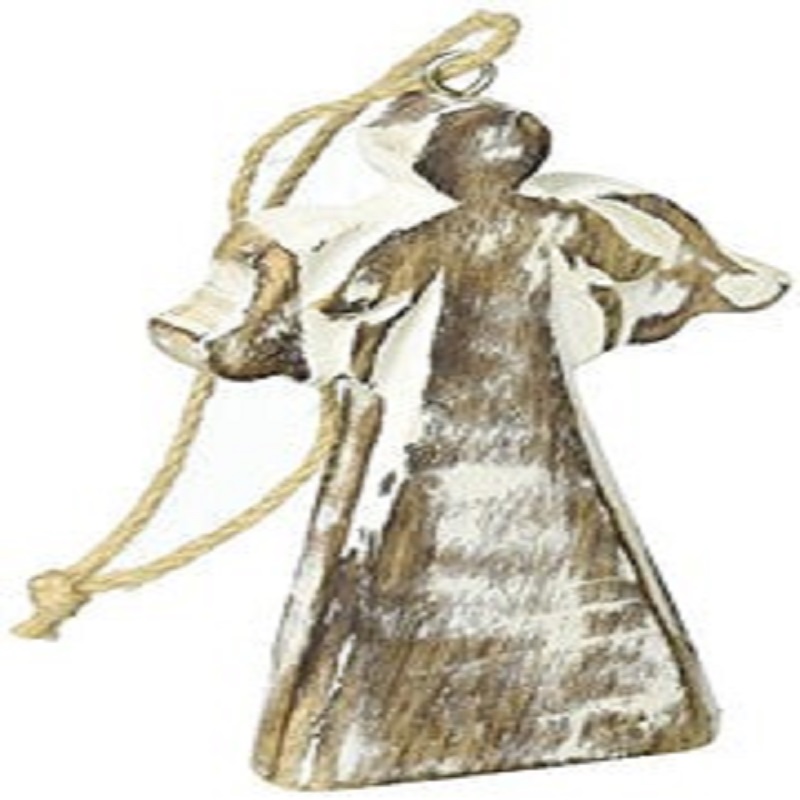 Burton and Burton 11.5 in. Tall with Hanger Angel Whitewashed Wooden Christmas Ornament