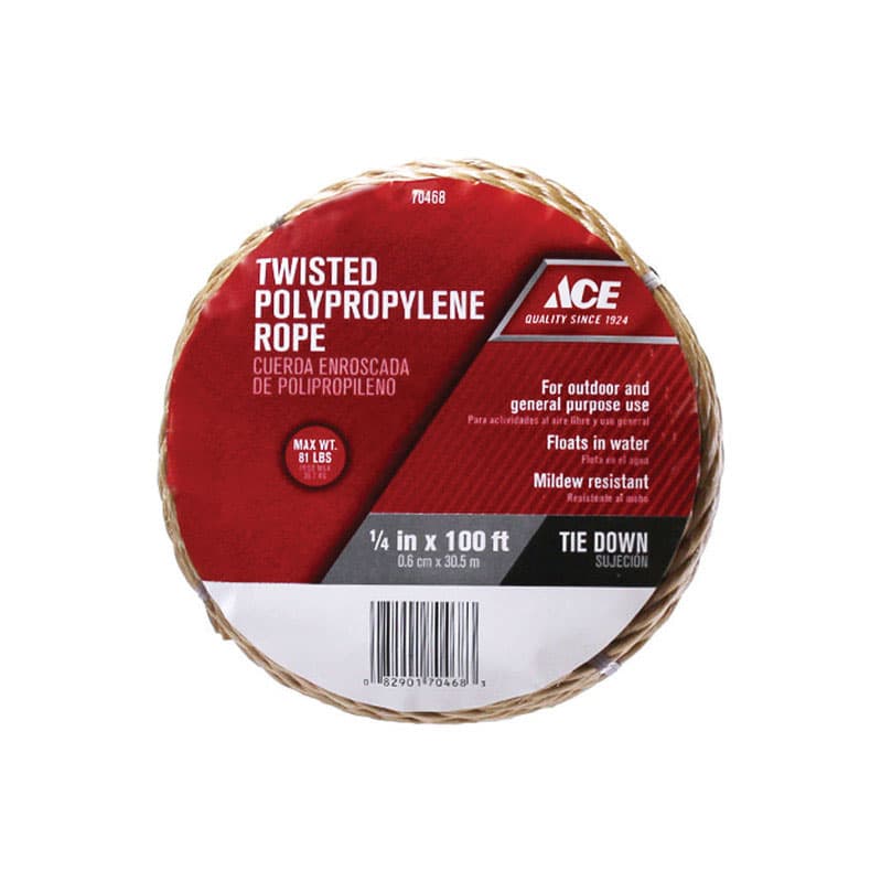 Ace 1/4 in. D X 100 ft. L Brown Twisted Poly Rope
