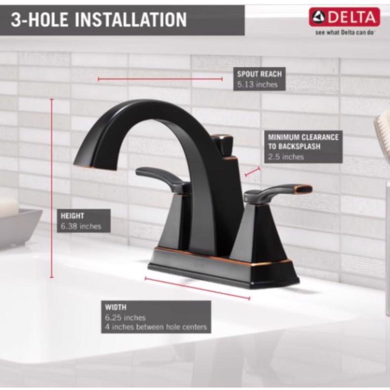 Delta Flynn Oil Rubbed Bronze Bathroom Faucet 4 in.