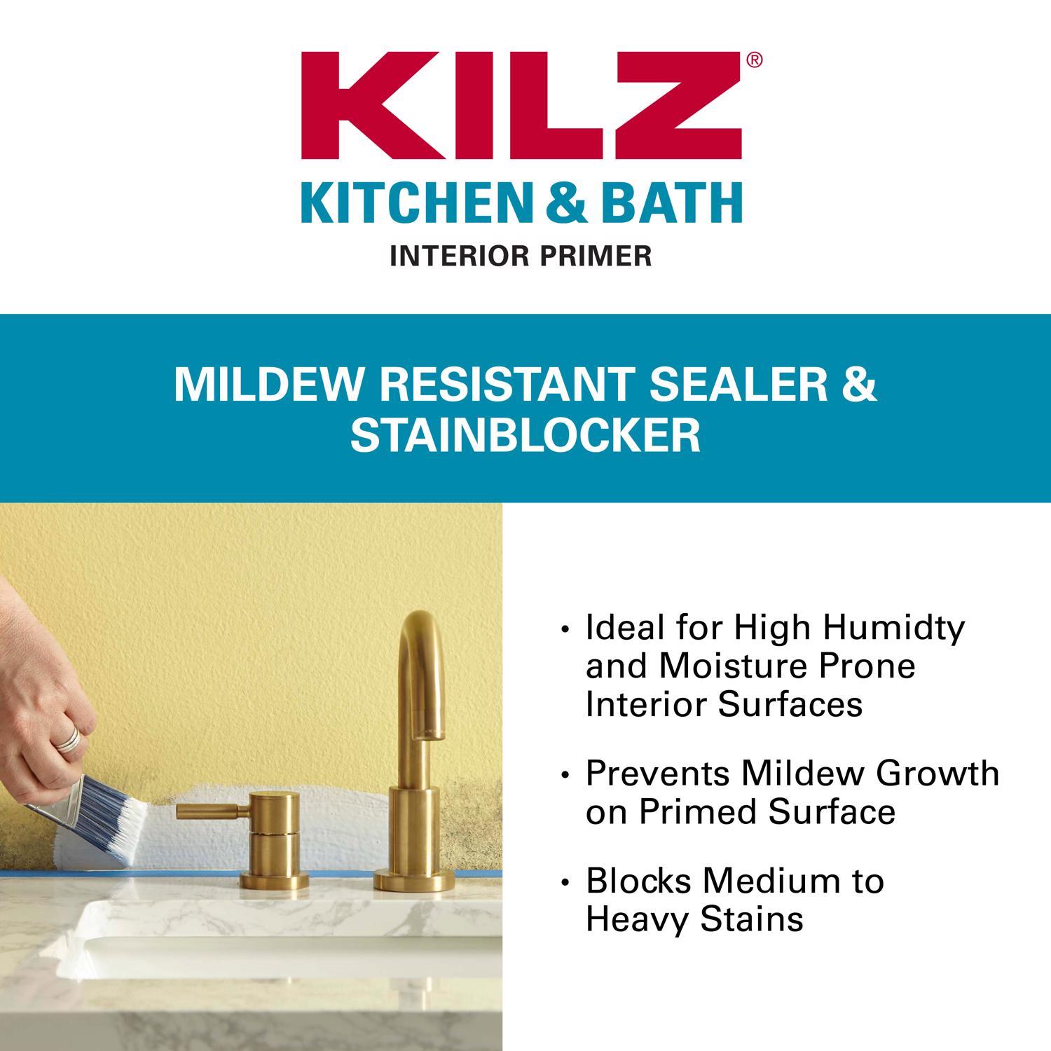 KILZ Kitchen & Bath White Flat Water-Based Mold Killing Primer 1 gal