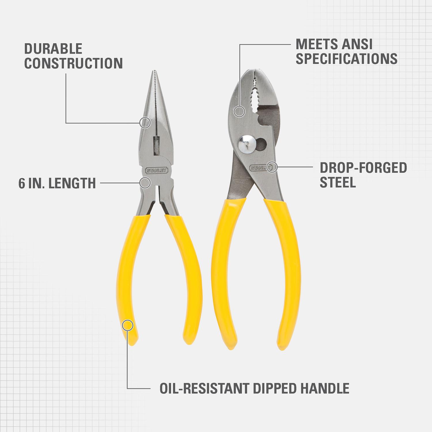 Stanley 2 pc Drop Forged Steel Pliers Set 6 in. L