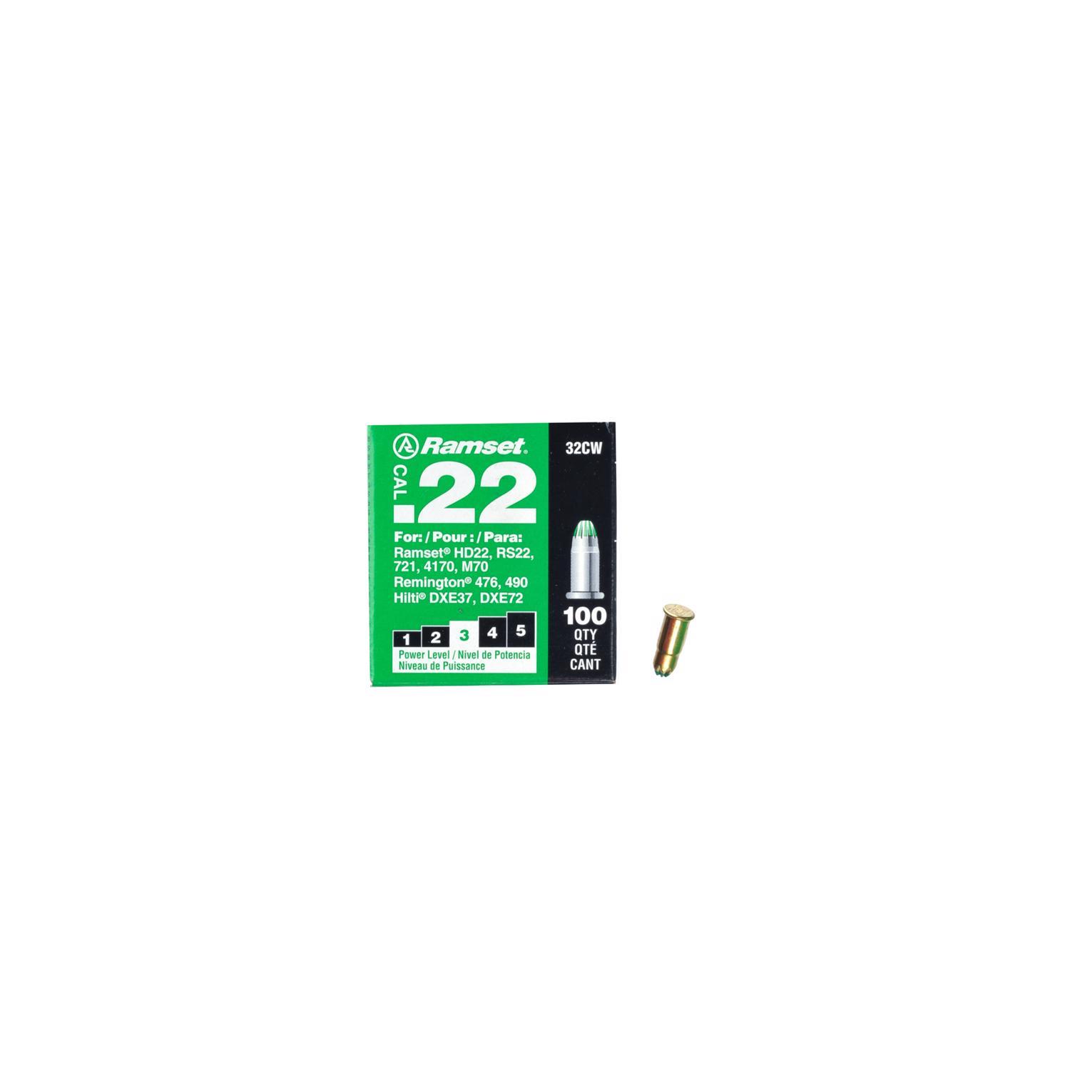 Ramset 0.22 in. D Steel Round Head Powder Loads 100 pk