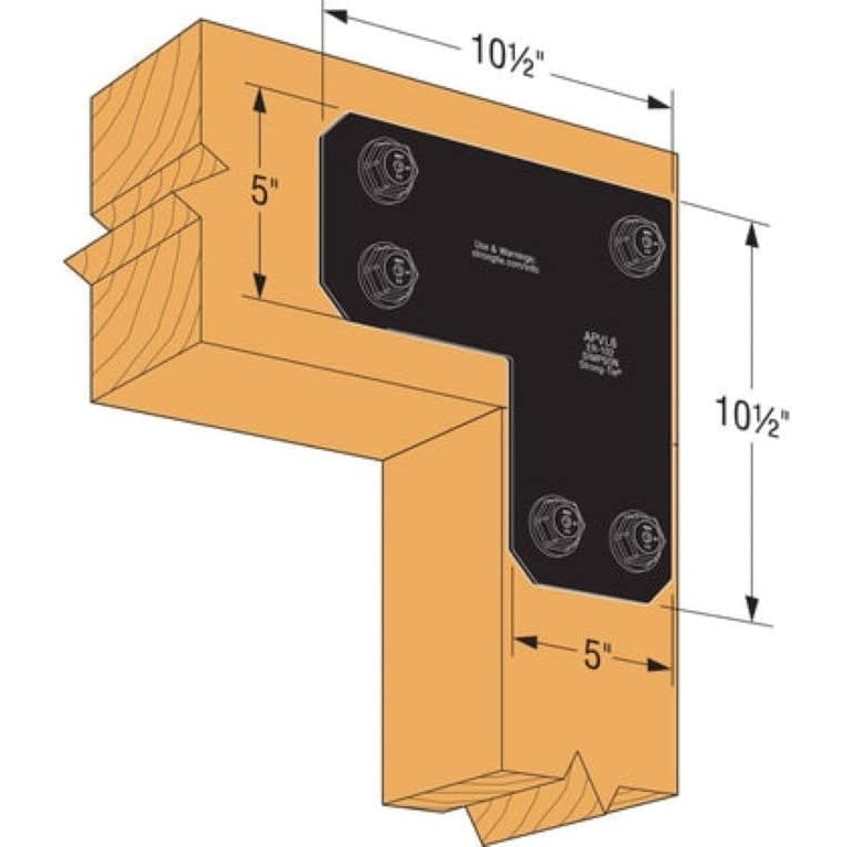 Simpson Strong-Tie APVL6 Outdoor Accents® Avant Collection™ ZMAX®, Black Powder-Coated L Strap for 6x6, 8-Pack