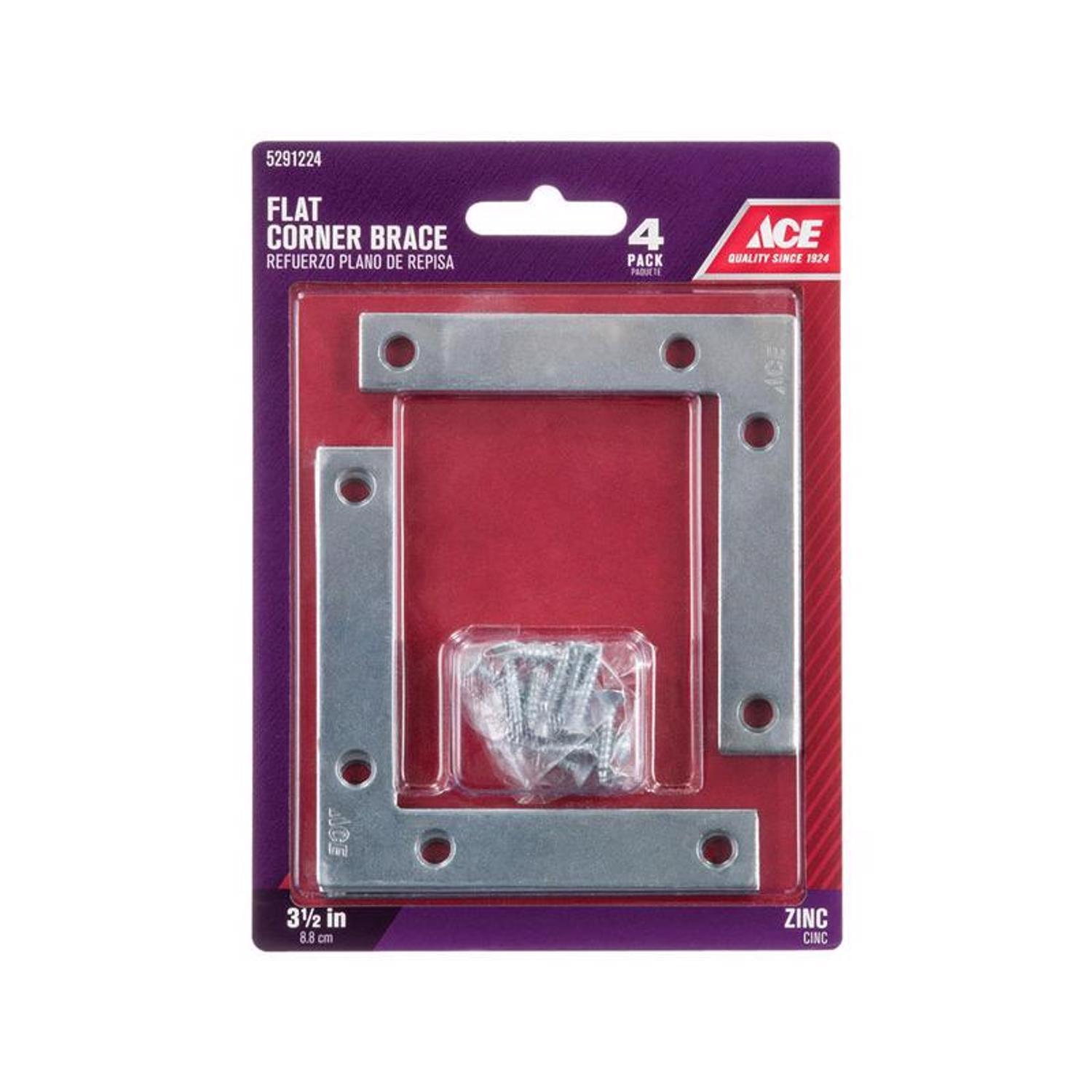 Ace 3-1/2 in. H X 4.75 in. W X 3-1/2 in. D Zinc Flat Corner Brace