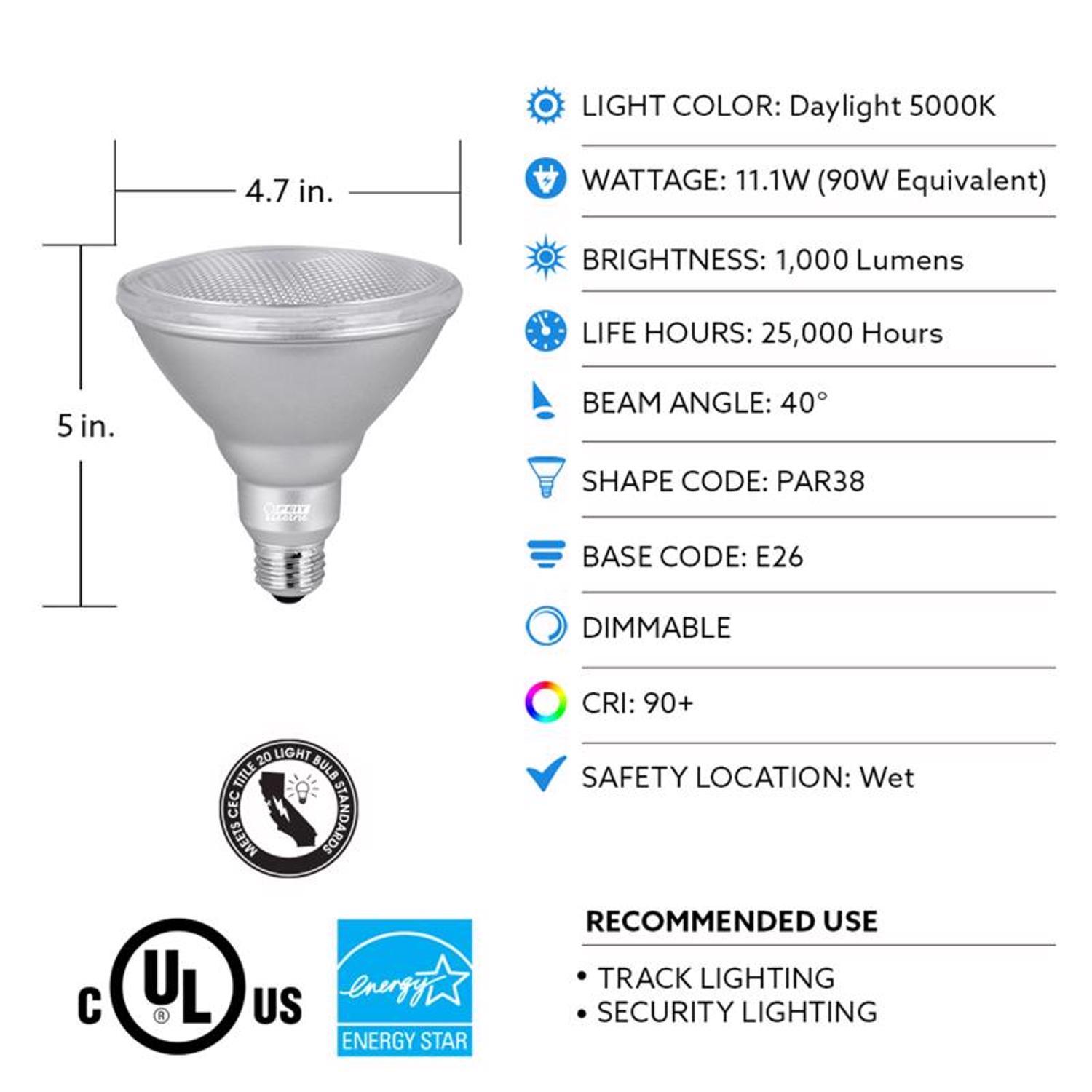 Feit Enhance PAR38 E26 (Medium) LED Bulb Daylight 90 Watt Equivalence 2 pk