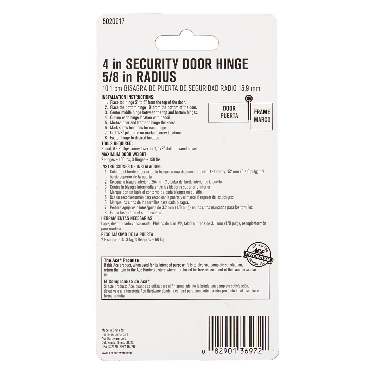 Ace 4 in. L Satin Brass Residential Door Hinge 1 pk