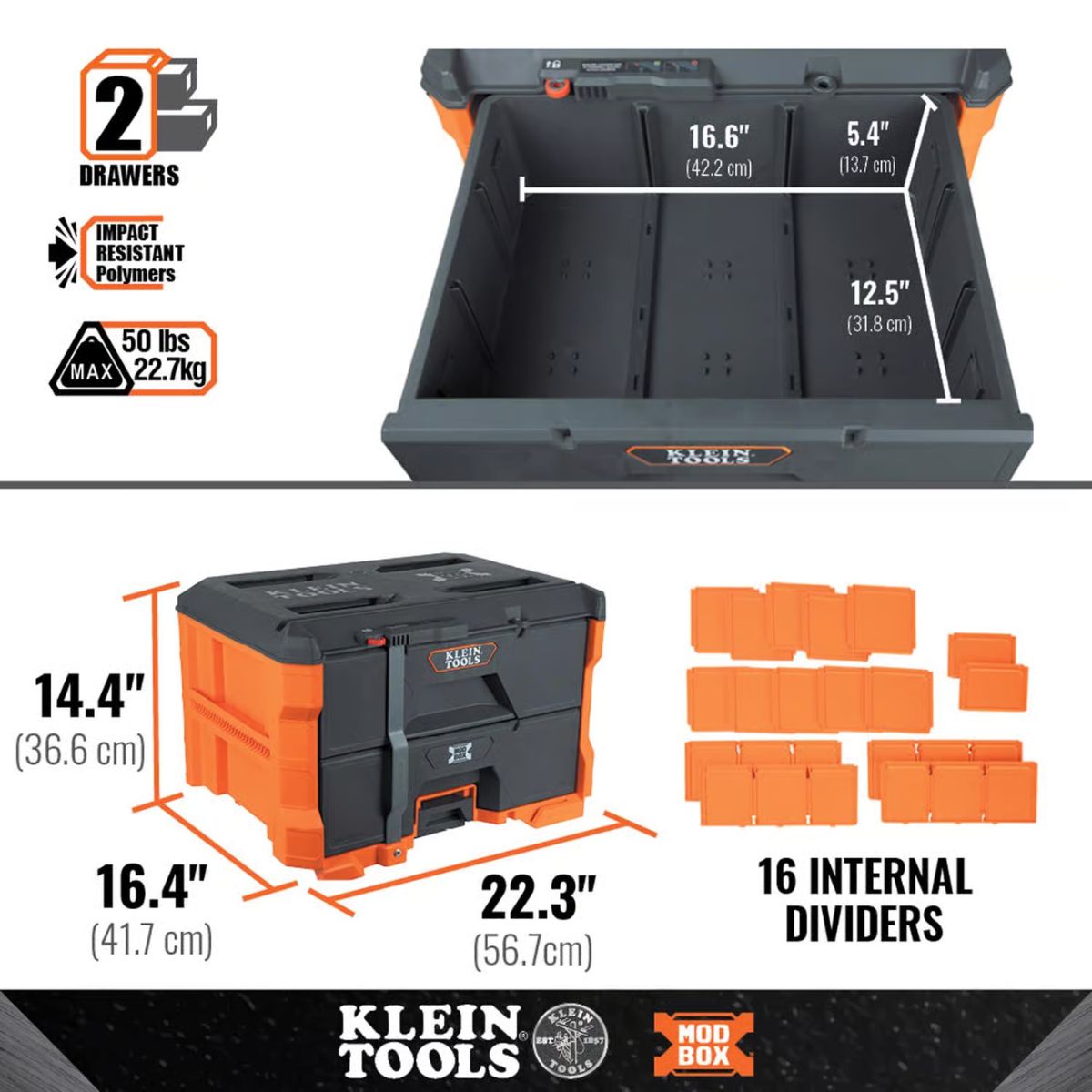 Klein Tools MODbox 22.3 in. Tool Box Black