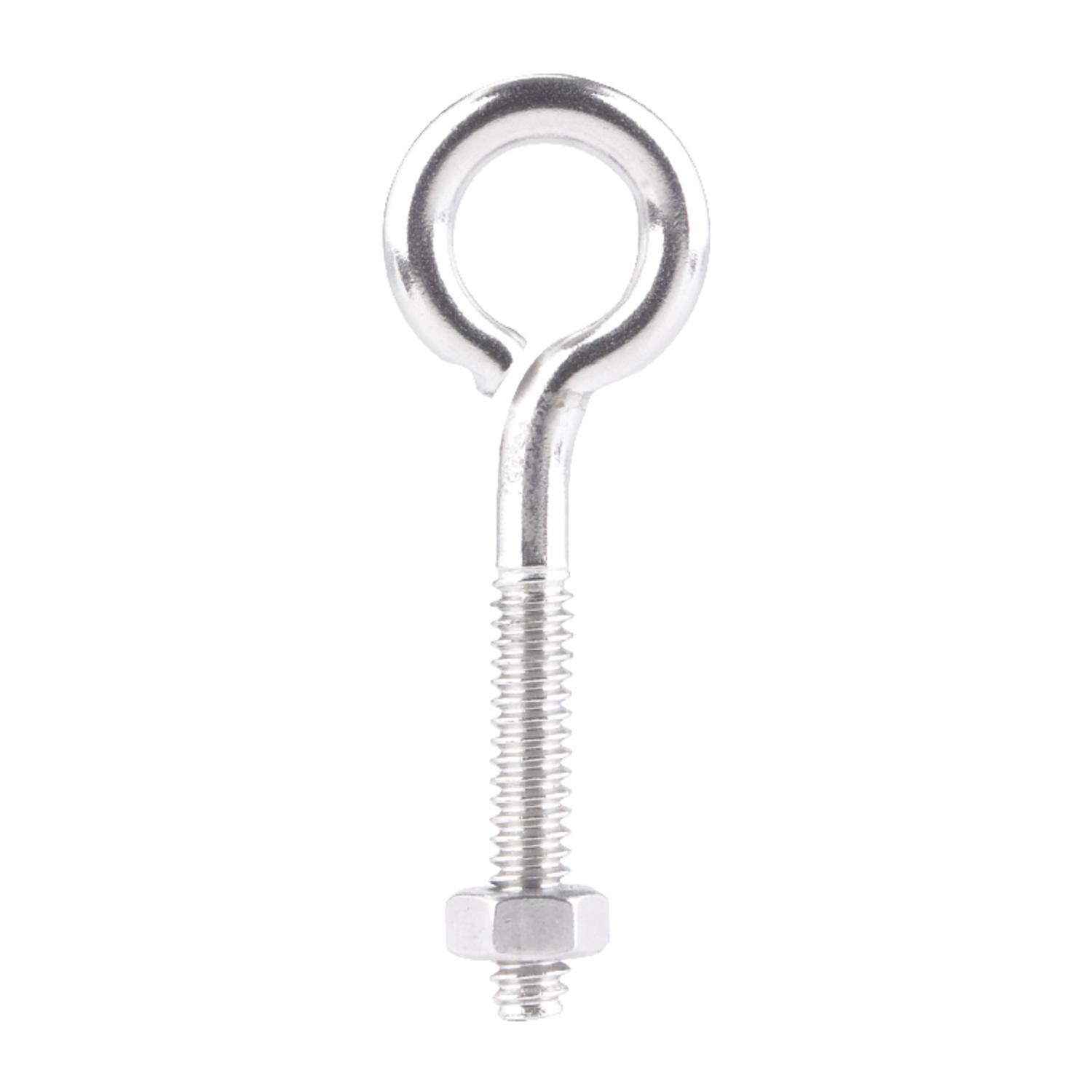 Hampton 3/16 in. X 2 in. L Stainless Stainless Steel Eyebolt Nut Included