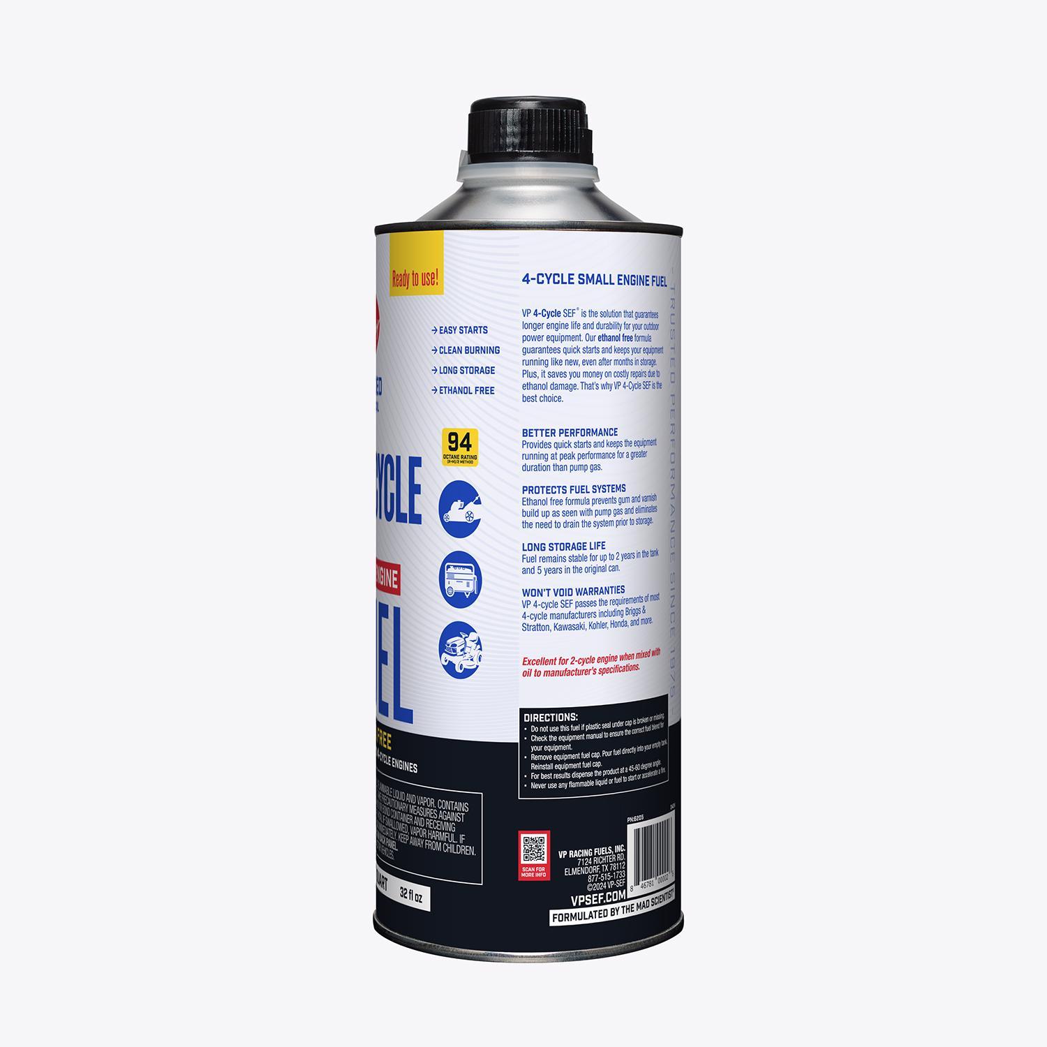 VP Racing Fuels Small Engine Ethanol-Free 4-Cycle Small Engine Fuel 1 qt