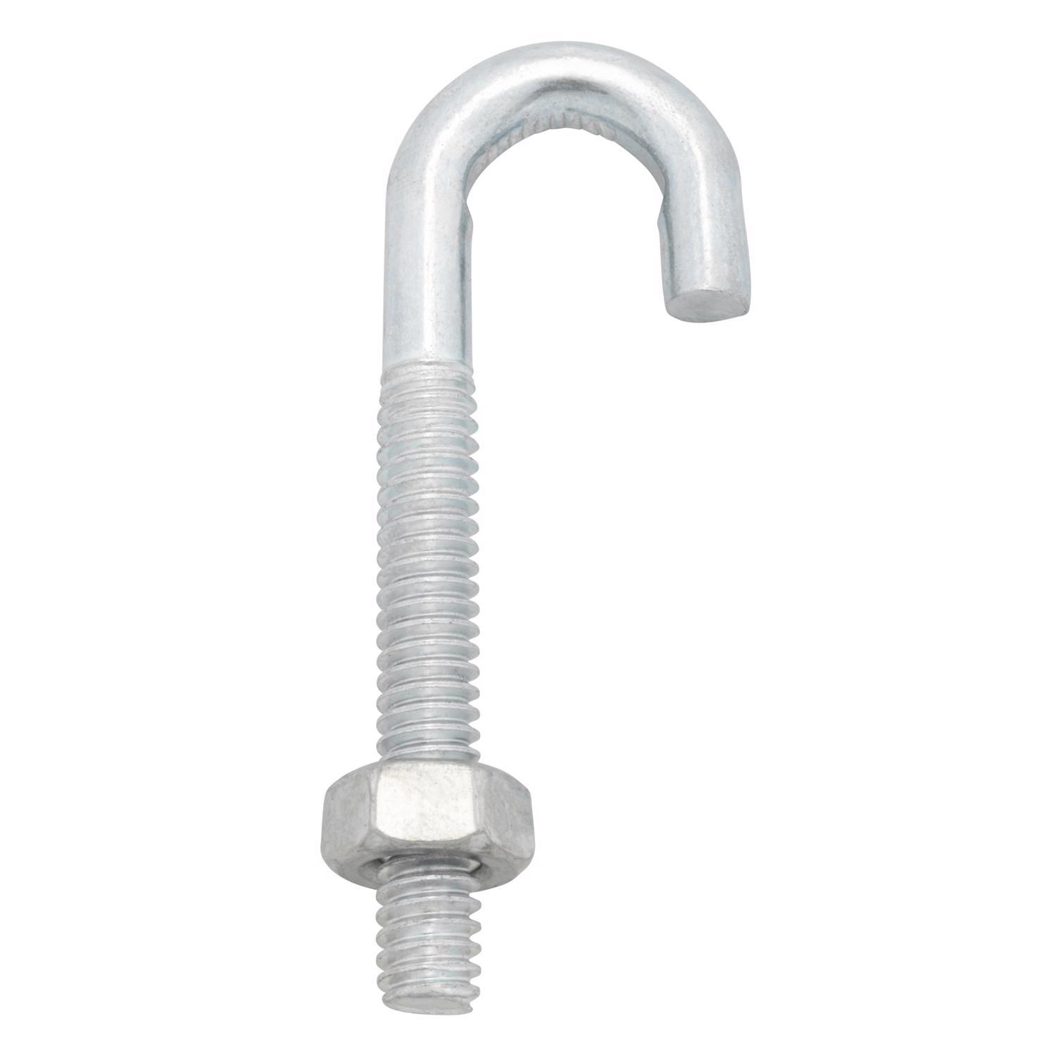 Hampton Small Zinc-Plated Silver Zinc 1 in. L J-Bolt 375 lb 1 pk