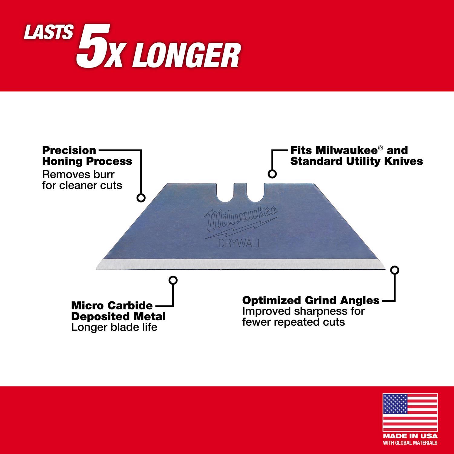 Milwaukee Micro Carbide Metal Utility Drywall Utility Blades 3 in. L 5 pc