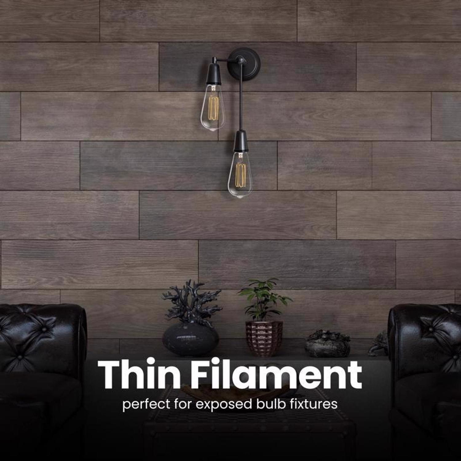 Feit ST19 E26 (Medium) Filament LED Bulb Daylight 40 Watt Equivalence 2 pk