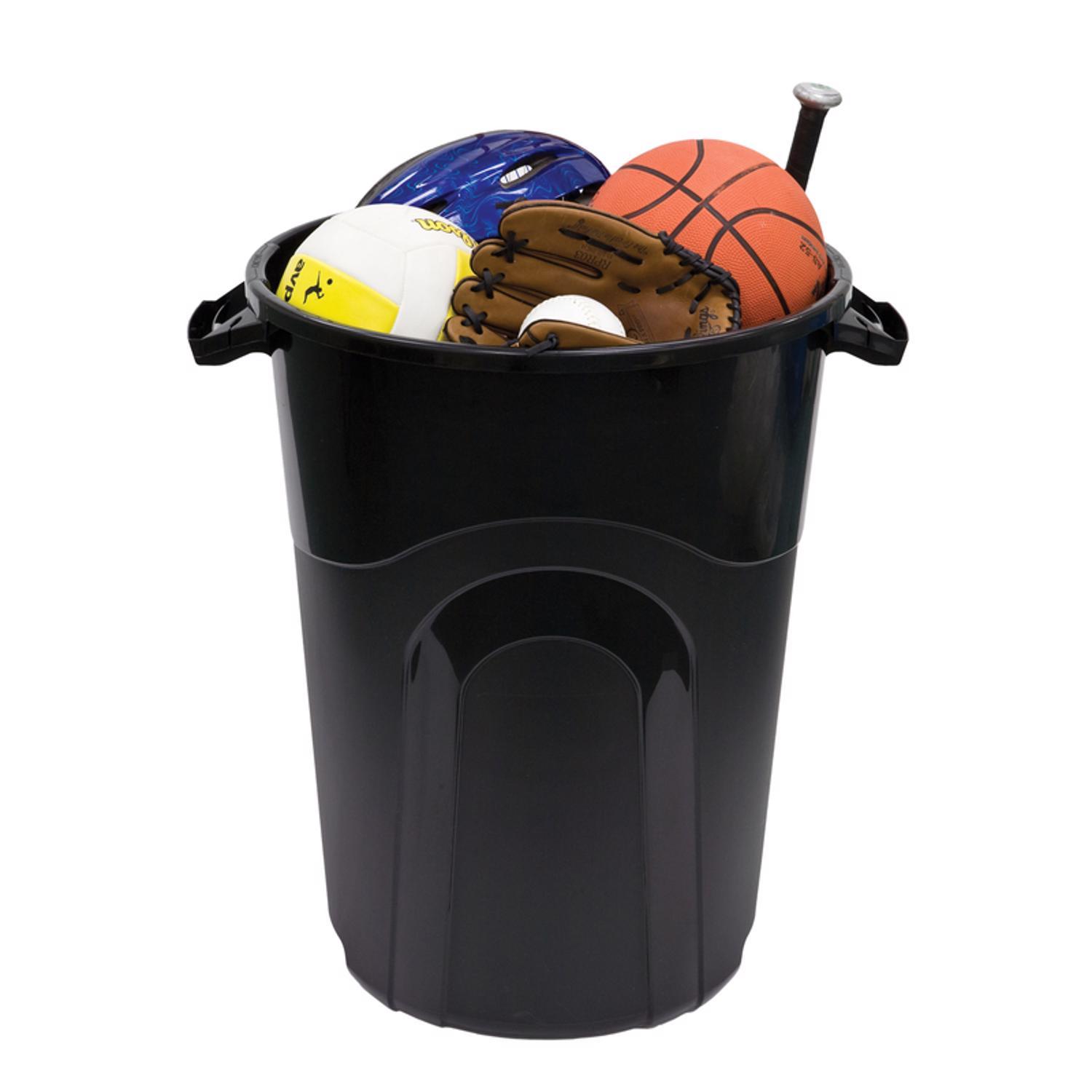 United Solutions Rough & Rugged 32 gal Black Plastic Garbage Can Lid Included