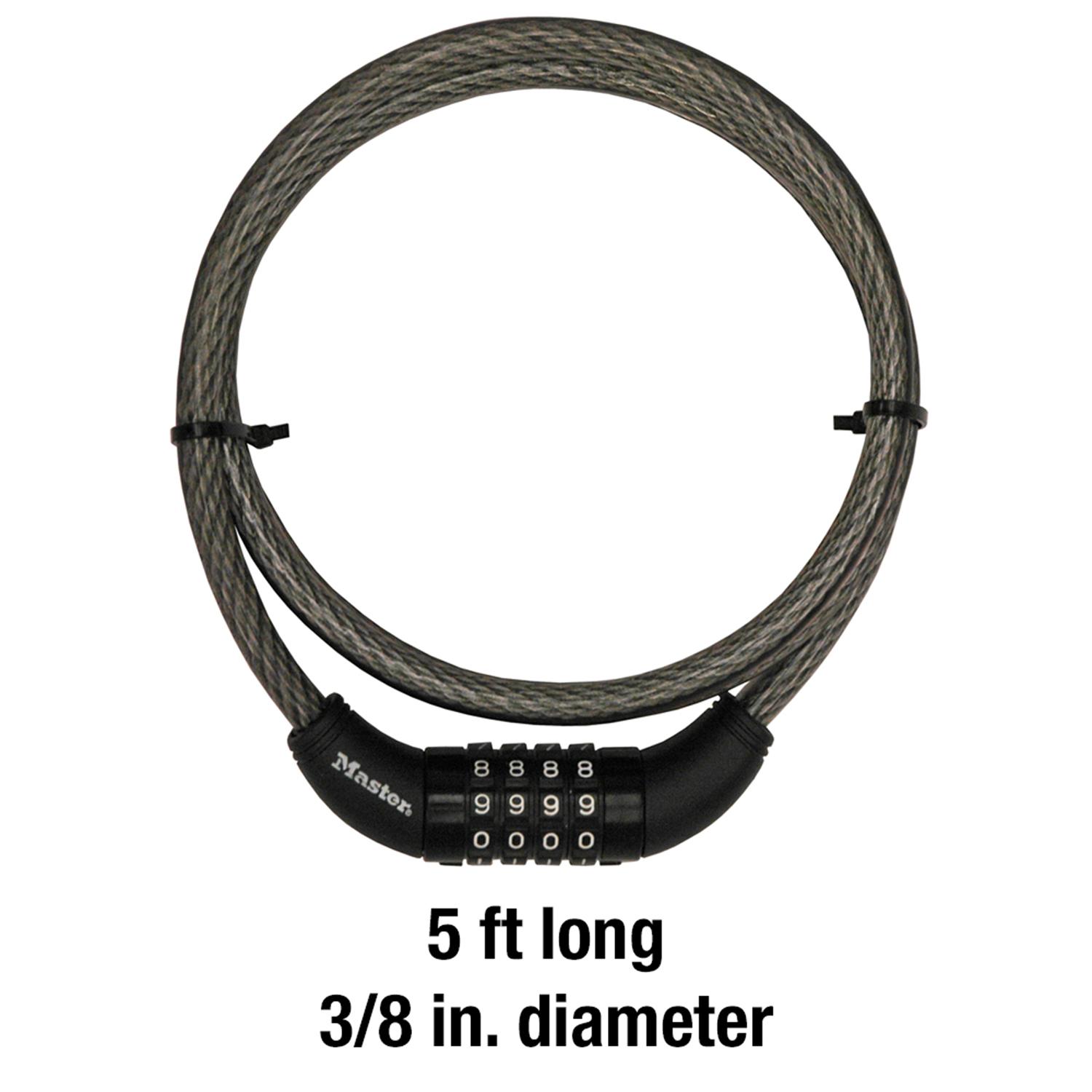 Master Lock 3/8 in. D X 60 in. L Vinyl Coated Steel Locking Cable