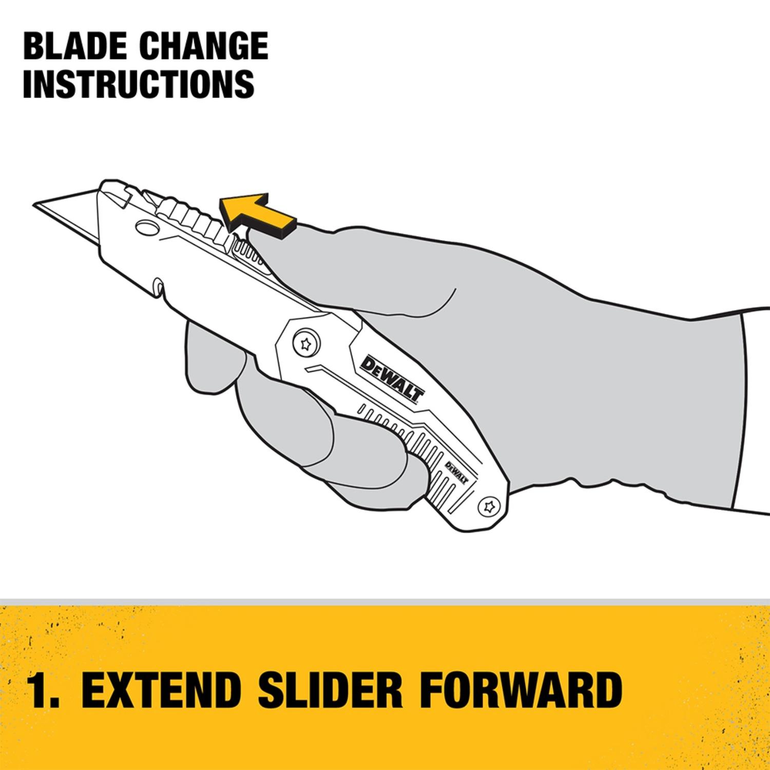 DeWalt 8-3/4 in. Folding Utility Knife Black/Yellow 1 pk