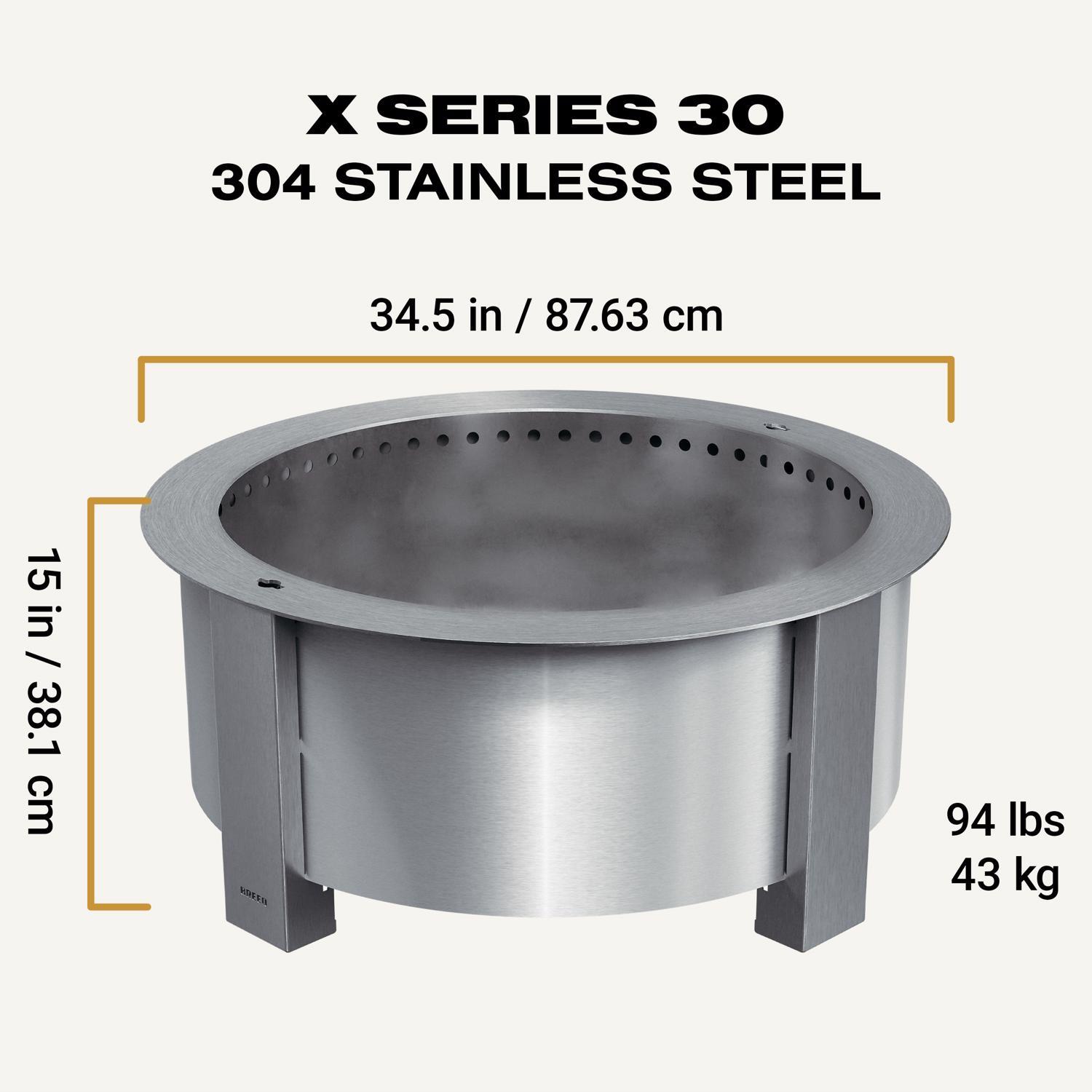 Breeo X Series 30 Stainless Smokeless Fire Pit 30 in. W Stainless Steel Outdoor Round Wood Fire Pit