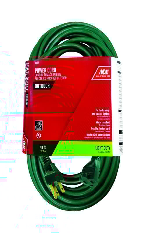 Ace Outdoor 40 ft. L Green Extension Cord 16/3 SJTW