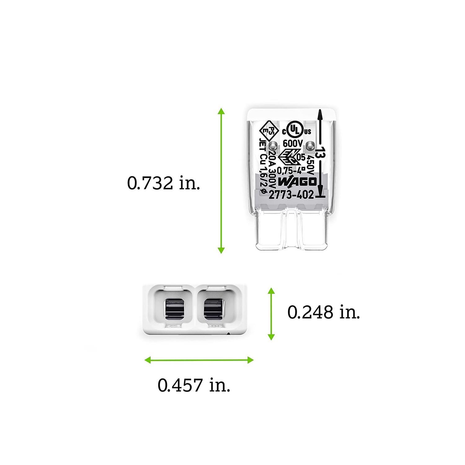 Wago 2 Port Push-In Wire Connector 100 pk