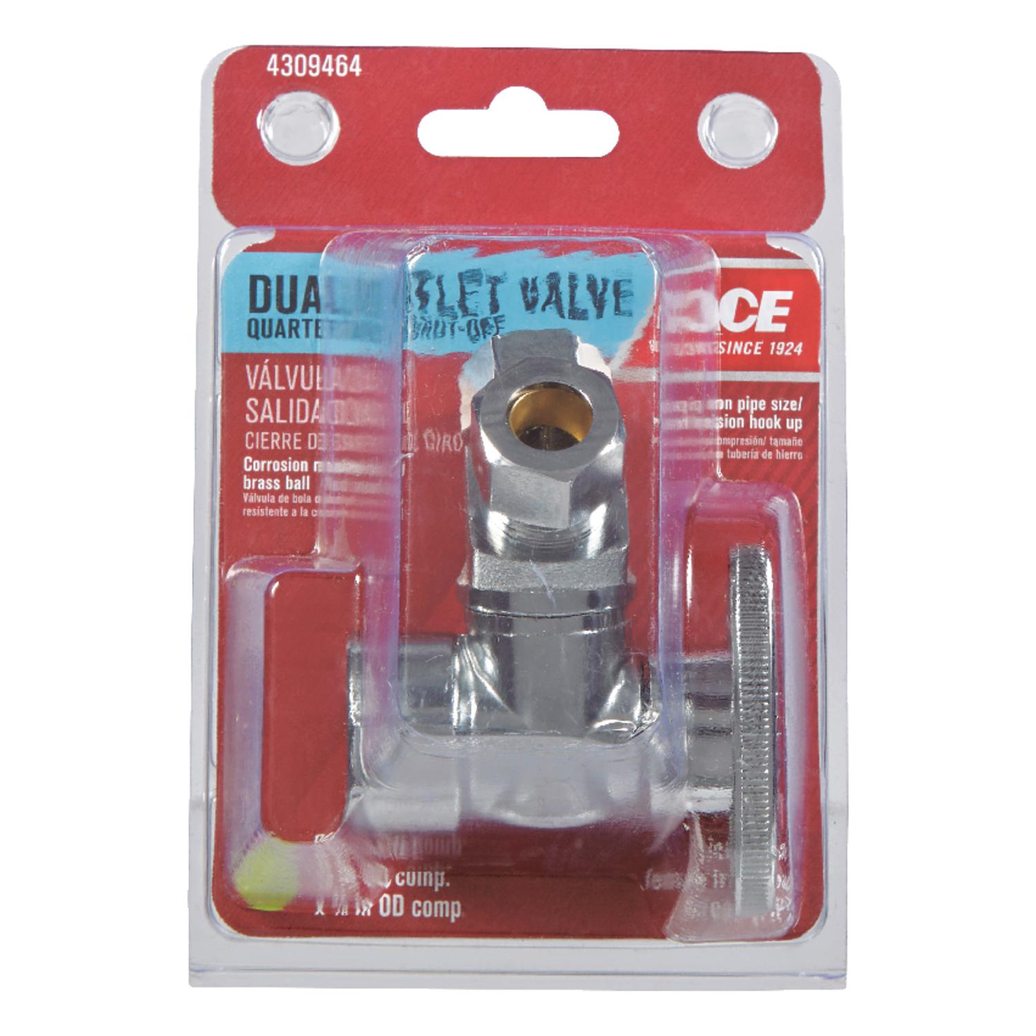 Ace FIP Compression Brass Dual Shut-Off Valve