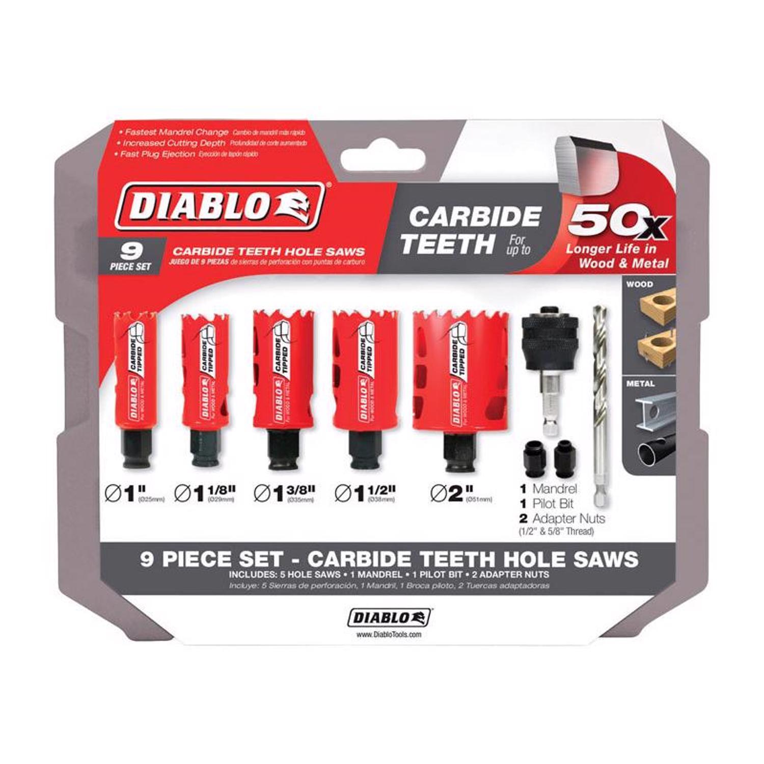 Diablo Diablo Mandrel Hole Saw Kit 9 pc