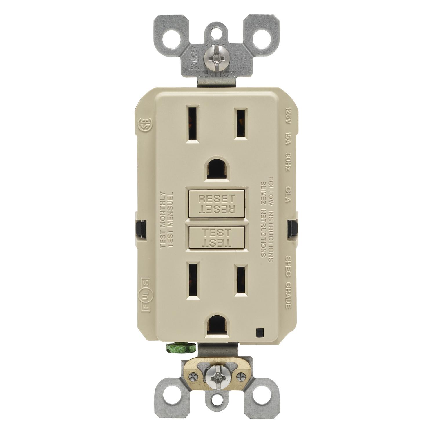 Leviton SmartlockPro 15 amps 125 V Duplex Ivory GFCI Outlet 5-15R 1 pk