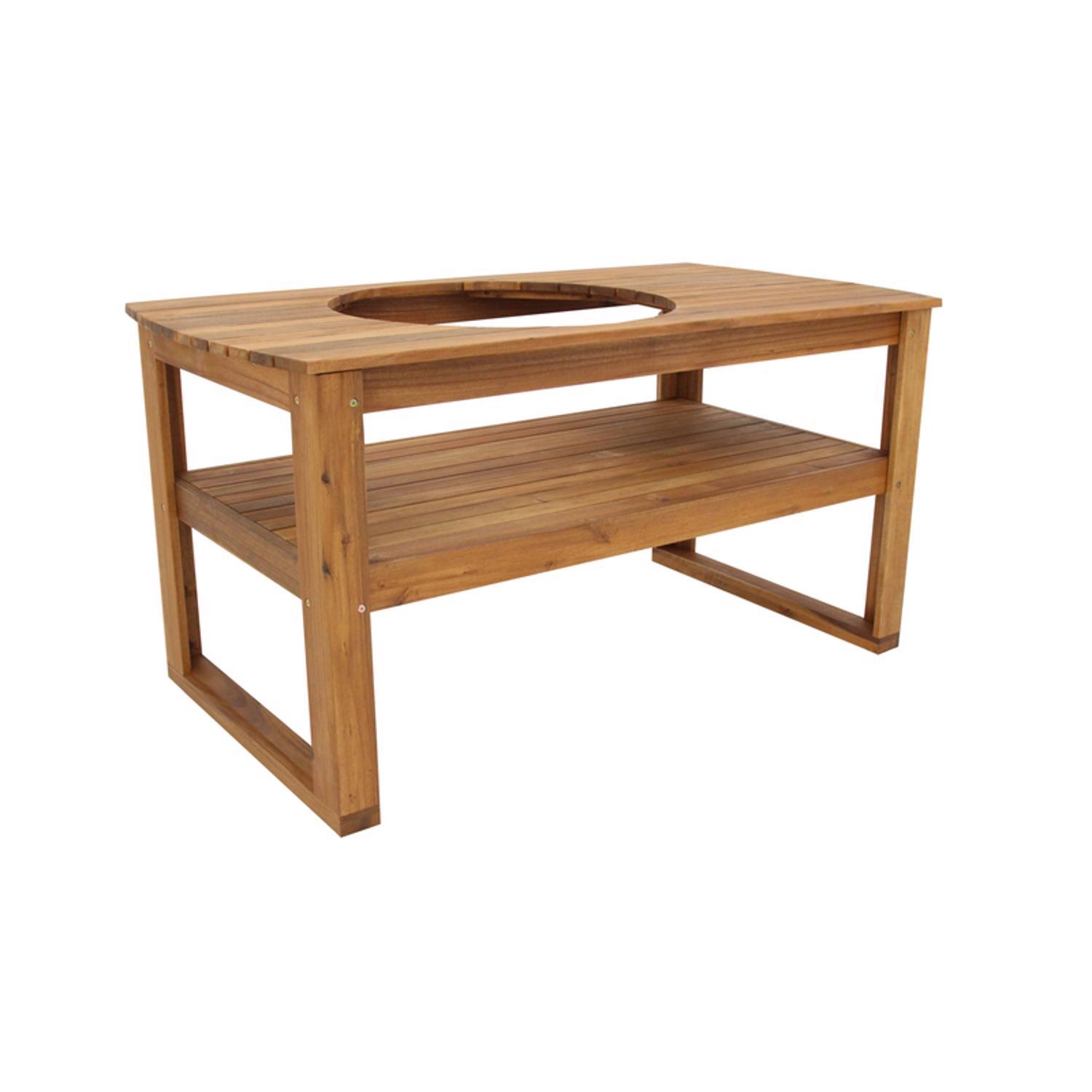 Big Green Egg XLarge Grill Table Acacia Wood 31 in. H X 32 in. W X 61 in. L