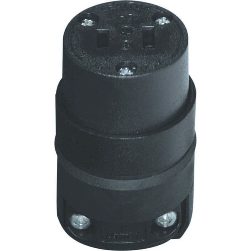 Leviton Commercial and Residential Rubber Non-Polarized Connector 1-15R 18-12 AWG 2 Pole 2 Wire