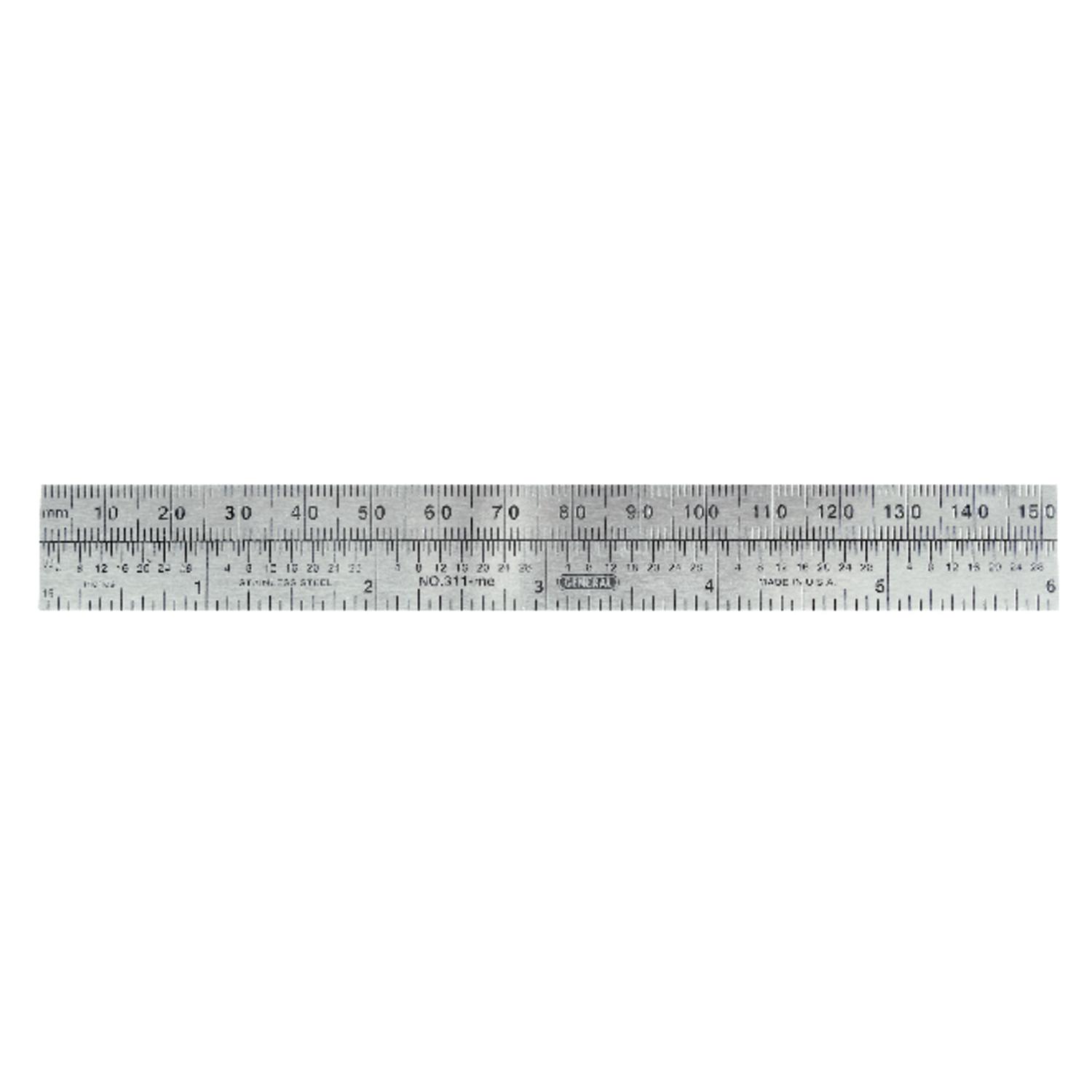 General 6 in. L X 3/4 in. W Stainless Steel Precision Pocket Rule Metric