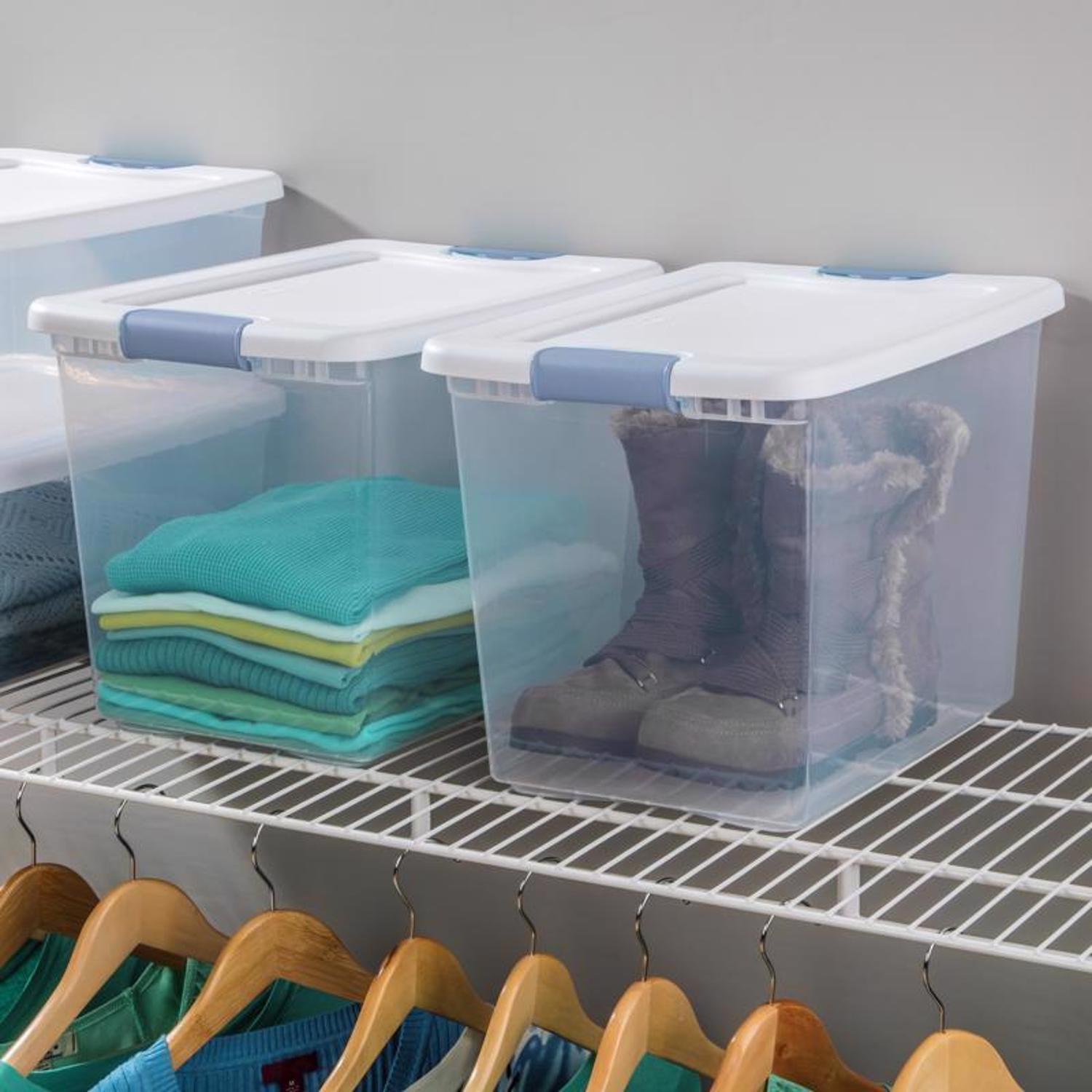 Sterilite 25 qt Clear/White Latch Storage Box 11-5/8 in. H X 16-1/4 in. W X 11-1/4 in. D Stackable