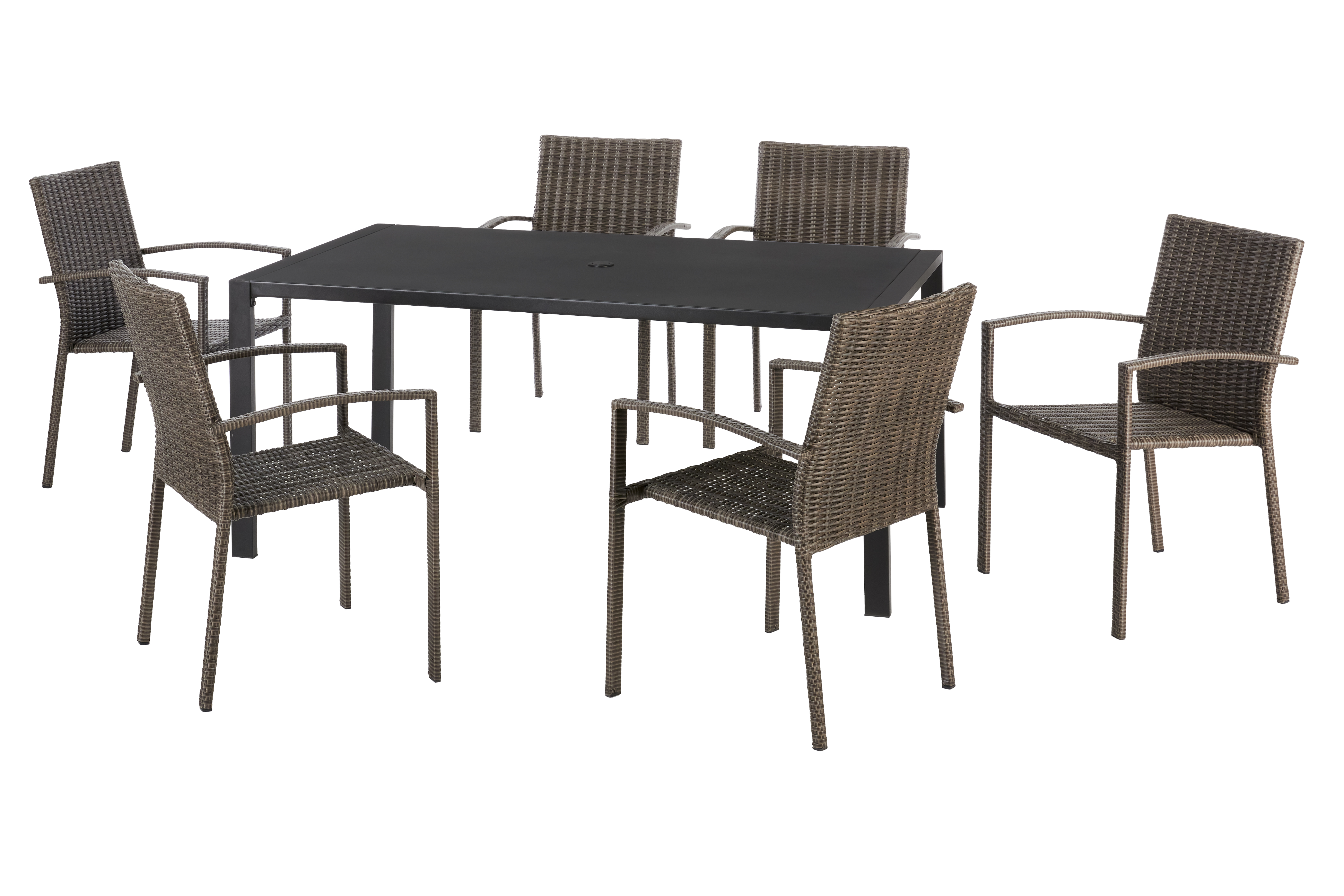 Living Accents 7PC Dining Set Black/Woven Wicker
