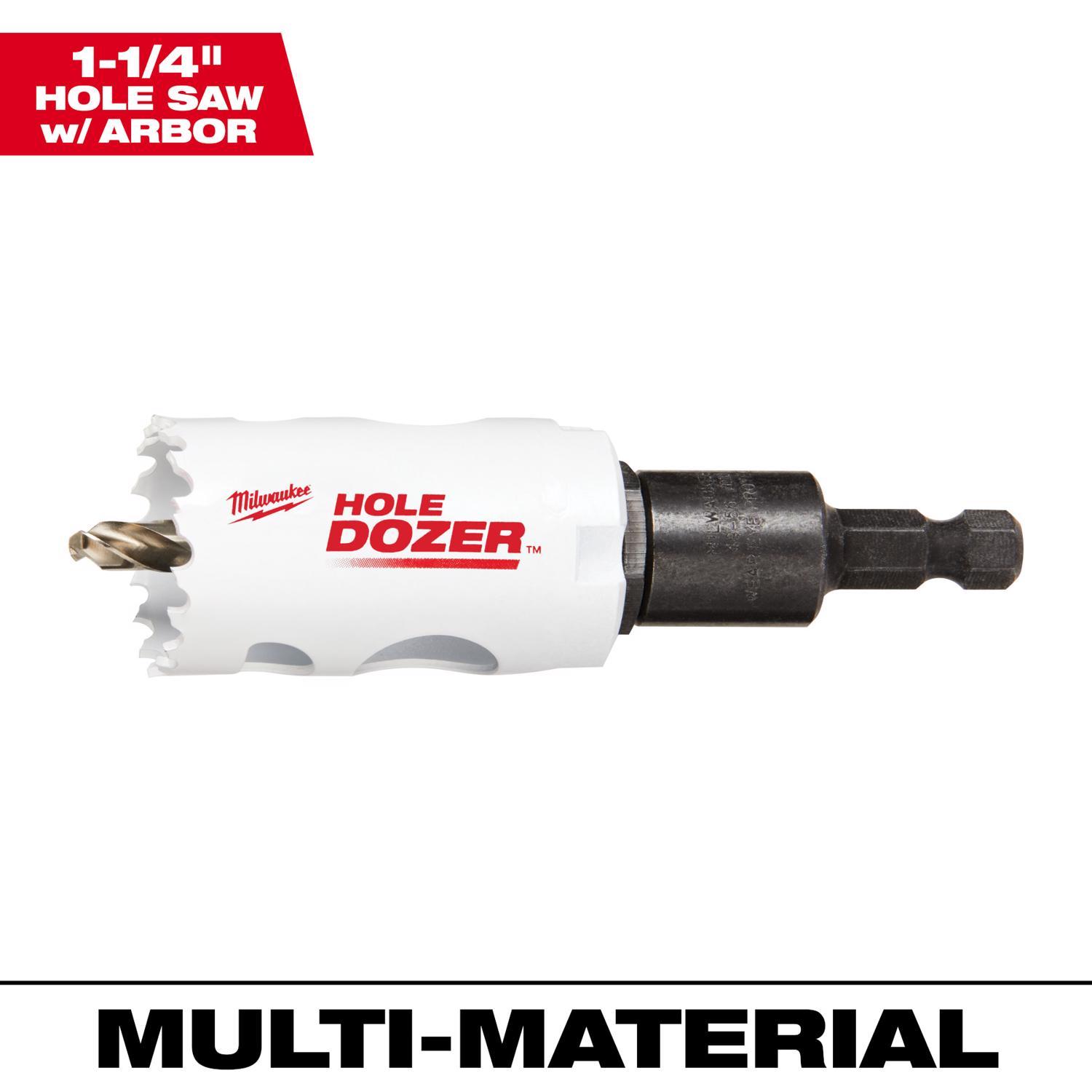 Milwaukee Hole Dozer 1-1/4 in. Bi-Metal 2.7 in. L X 3/8 in. D Hole Saw with Arbor and Pilot Bit Arbo
