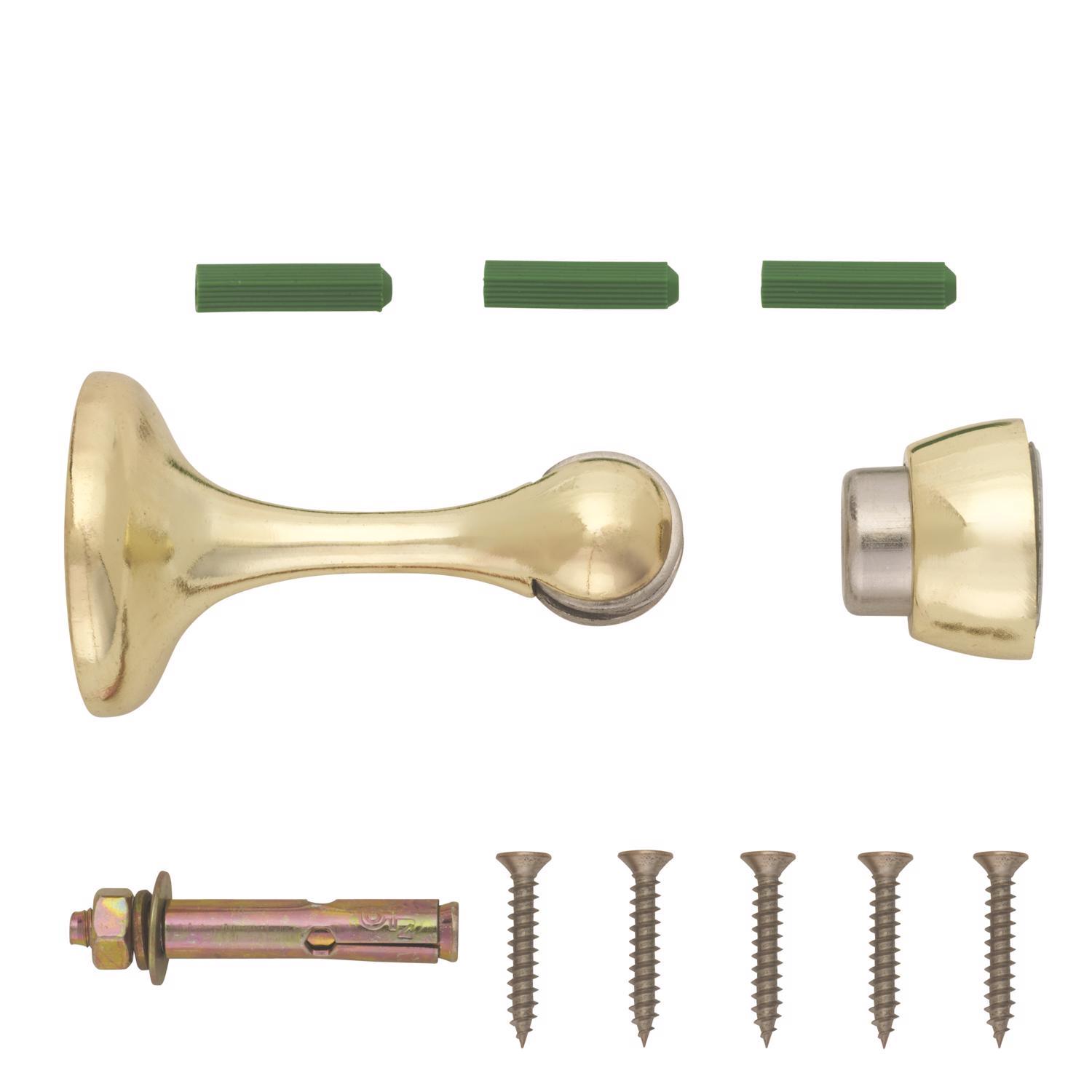 Ace Metal Bright Gold Magnetic Door Stop Mounts to door 0 in.