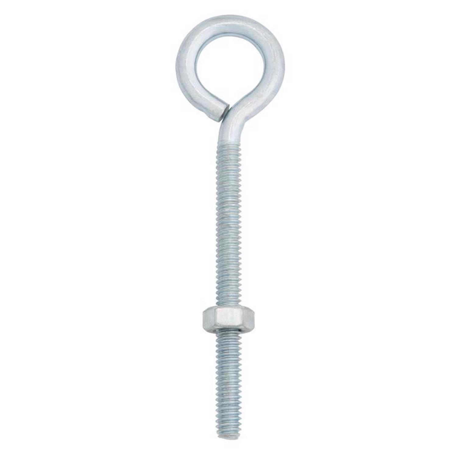 Hampton 1/4 in. X 4 in. L Zinc-Plated Steel Eyebolt Nut Included
