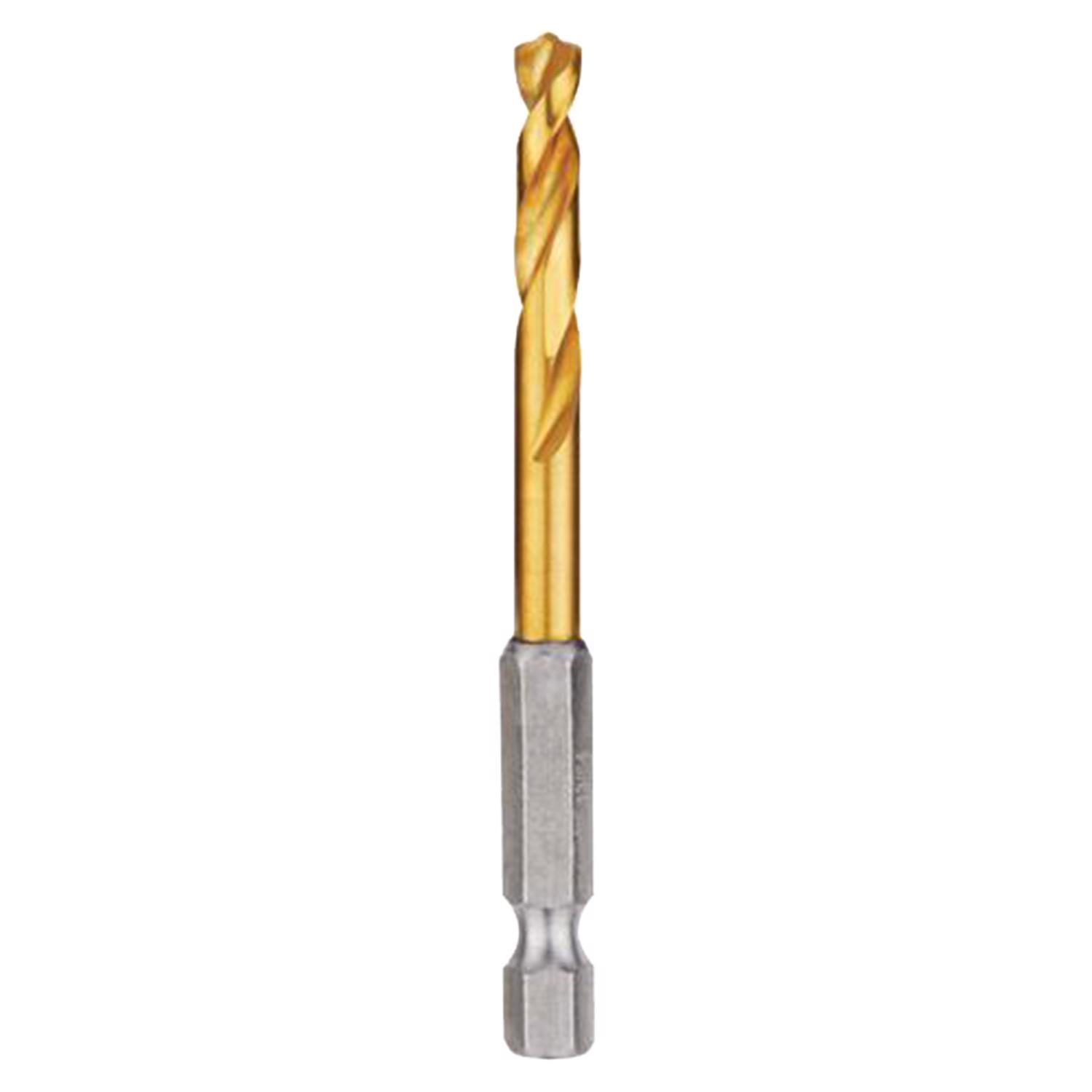 Milwaukee Shockwave 13/64 in. X 3-1/2 in. L Titanium Red Helix Drill Bit Hex Shank 1 pc