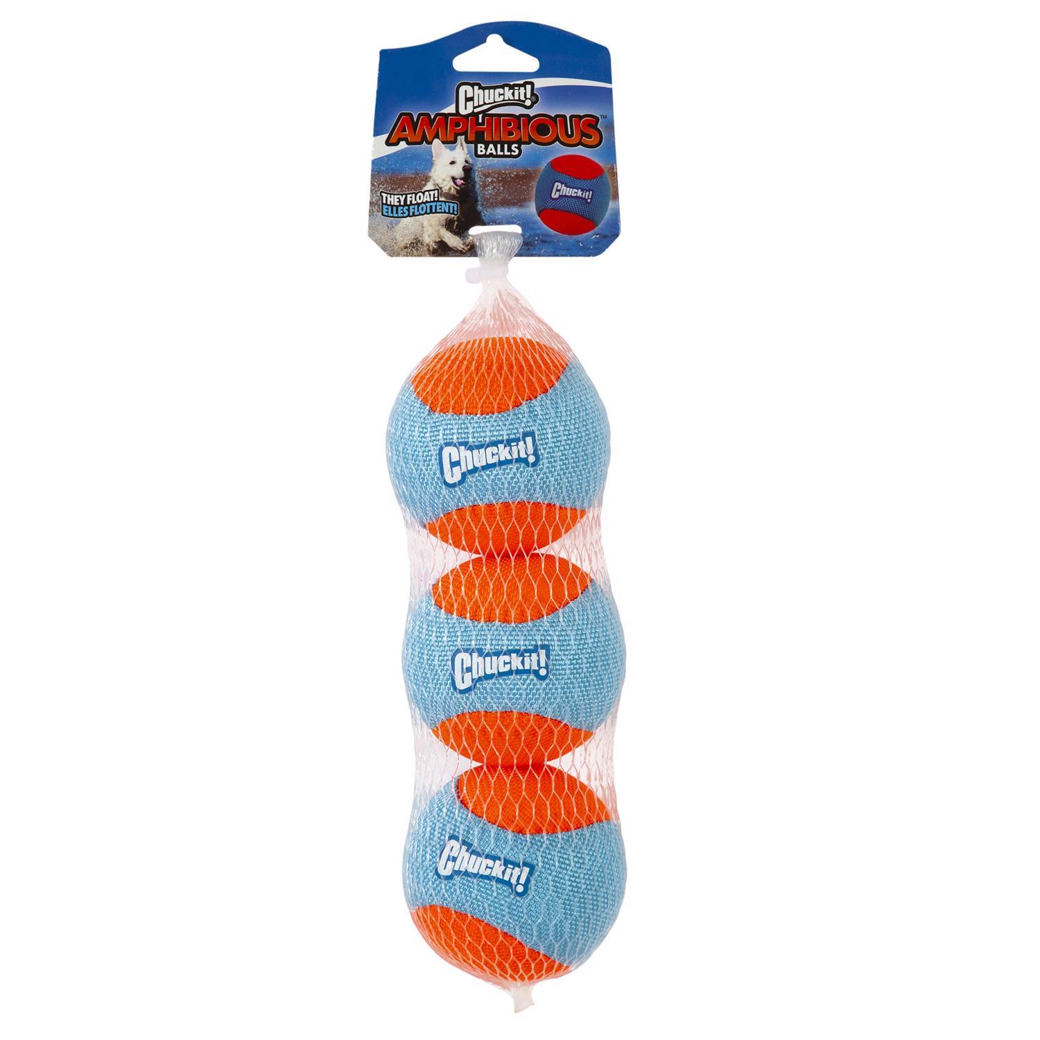 Chuckit! For Dog Blue/Orange Amphibious Fetch Ball Pet Toy Medium 3 pc