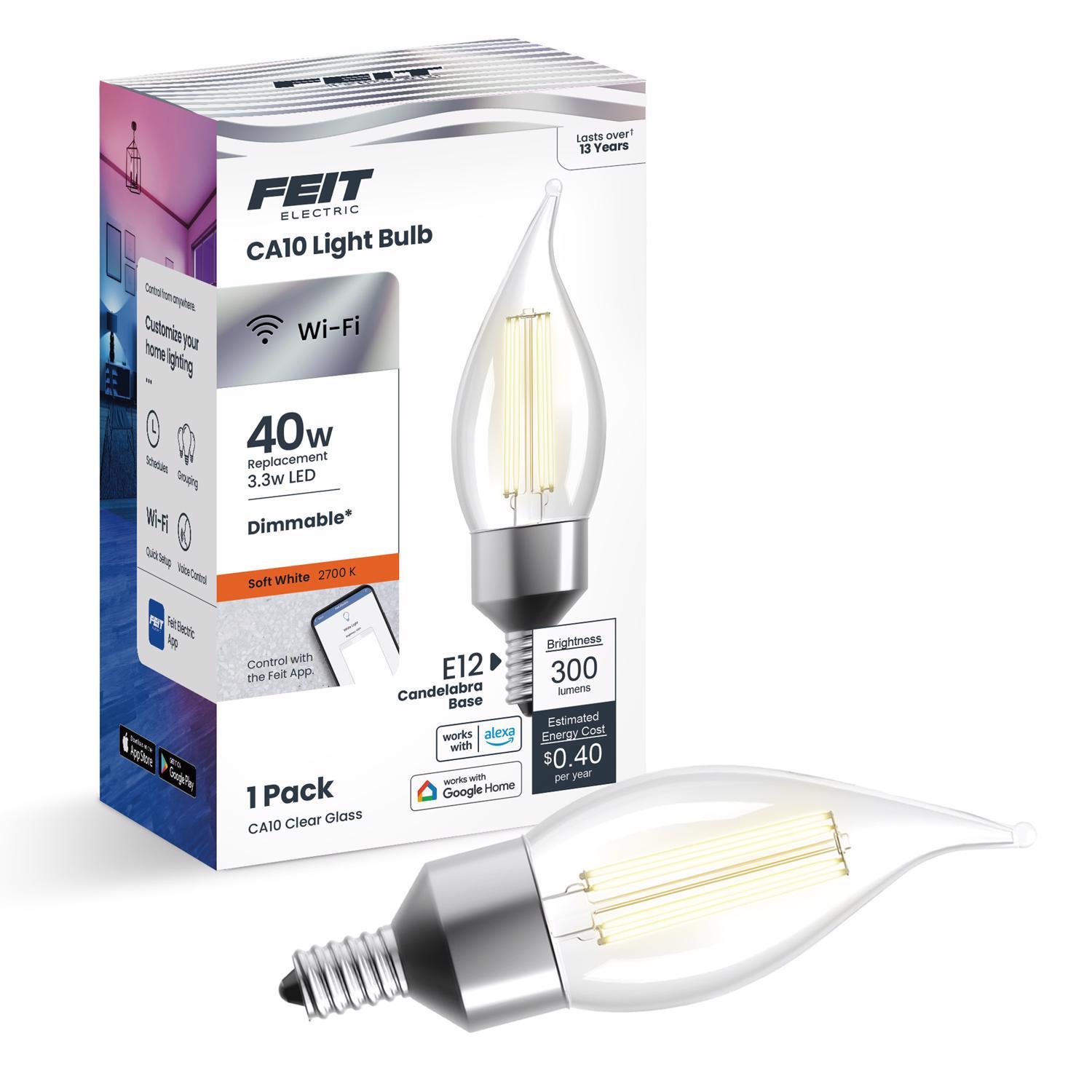 Feit Smart Home CA10 (Flame Tip) E12 (Candelabra) Smart-Enabled LED Bulb Soft White 40 Watt Equivale