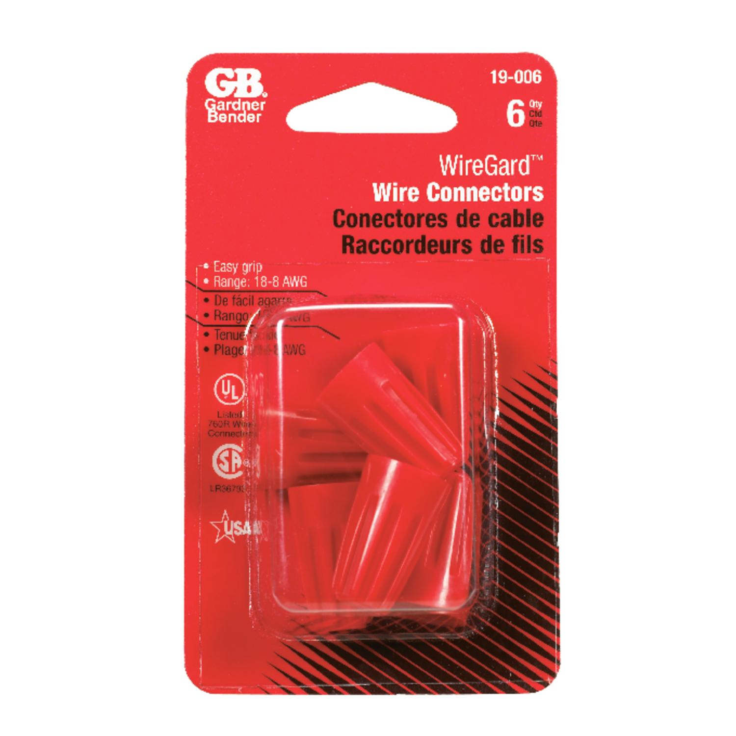 Gardner Bender WingGard 18-10 Ga. Copper Wire Wire Connector Red 6 pk