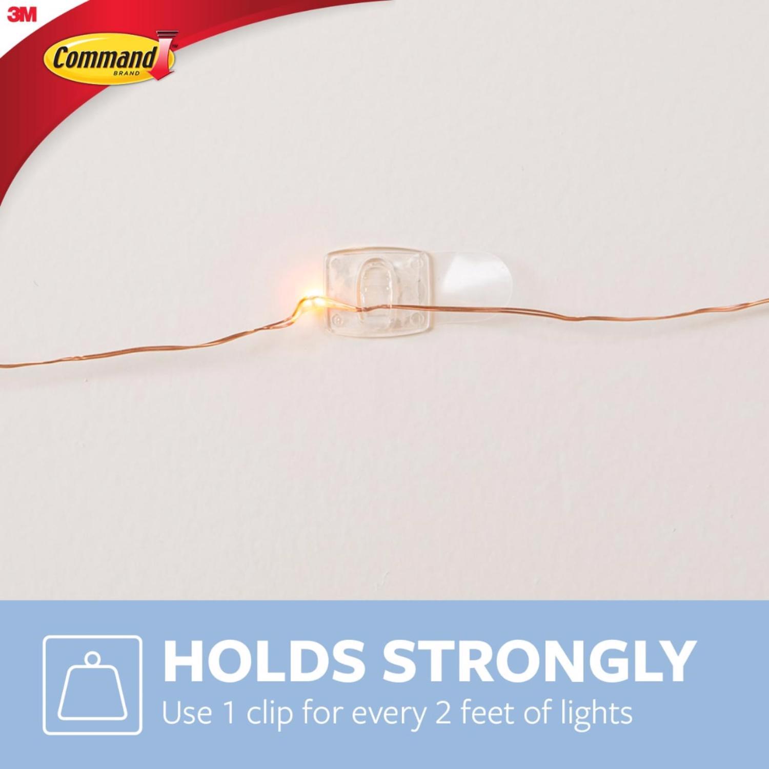3M Command Small Plastic Light Clips 0.75 in. L 20 pk