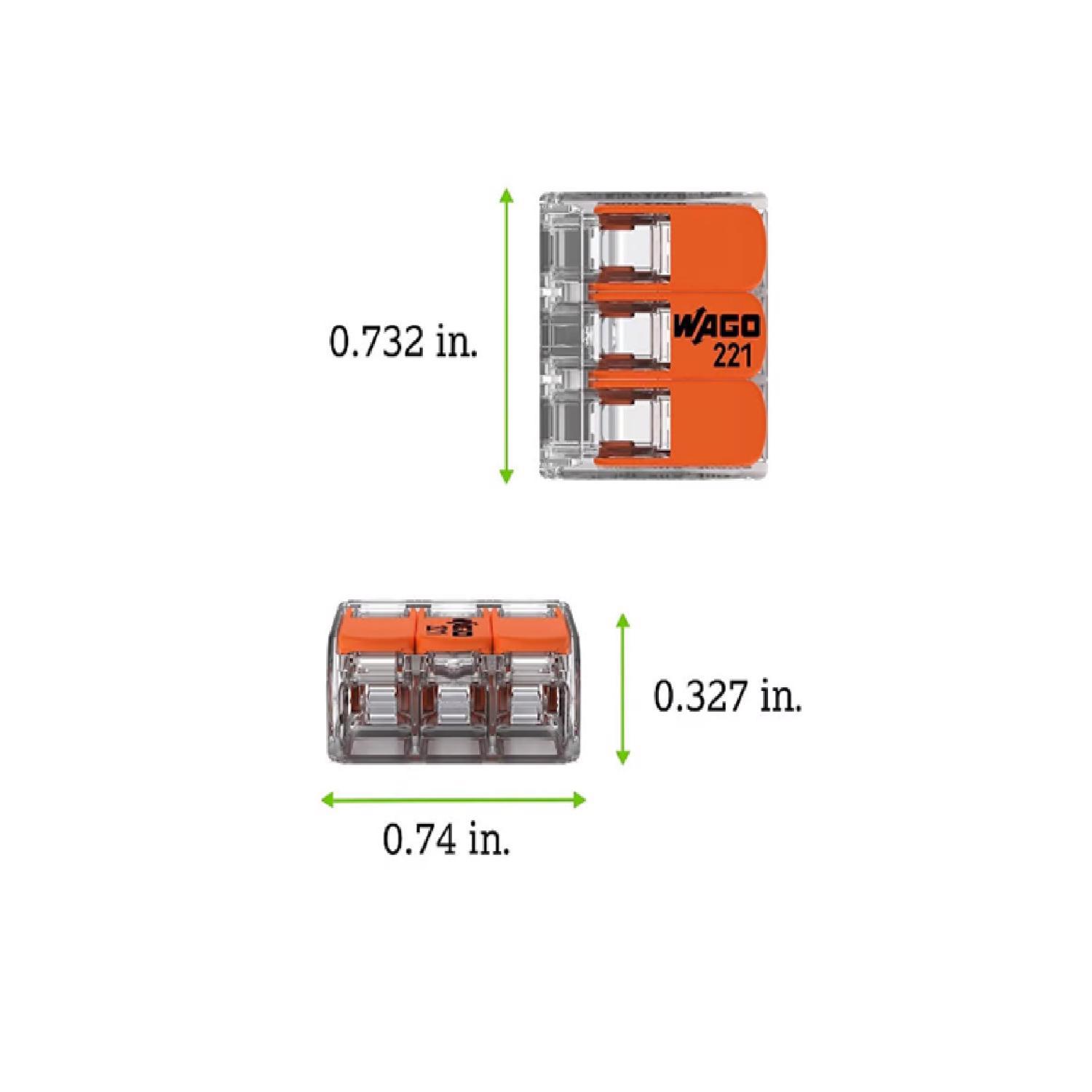WAGO 3 Port Lever Wire Connector 10 pk