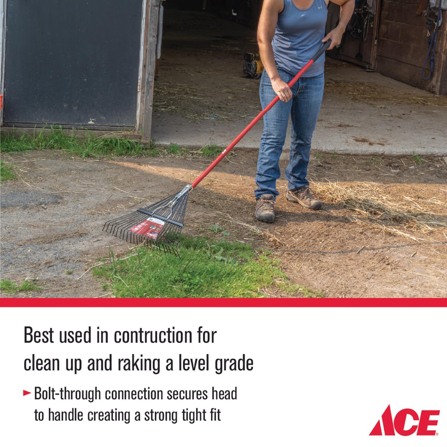 Ace 65 in. 24 Tine Steel Rake Fiberglass Handle
