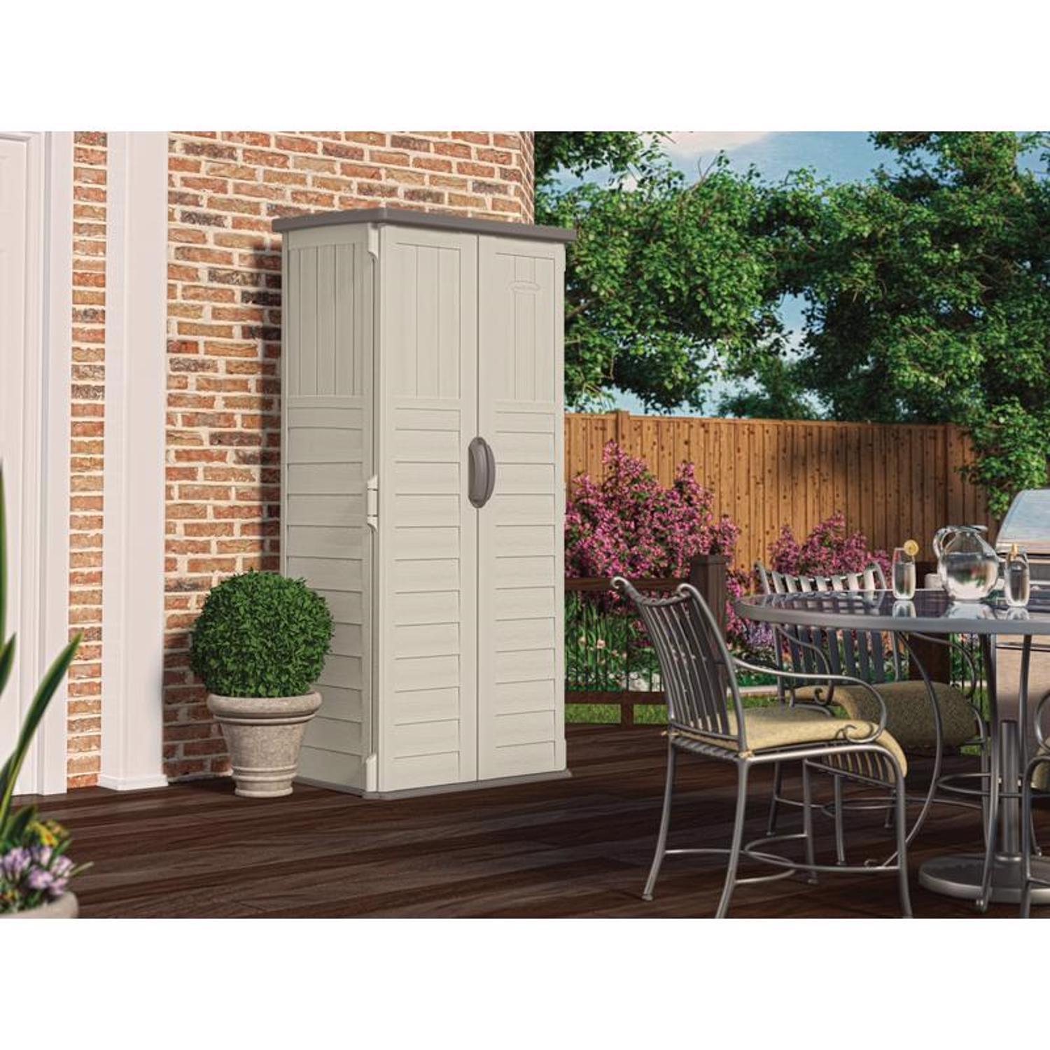 Suncast 2 ft. x 2 ft. Resin Vertical Pent Storage Shed with Floor Kit