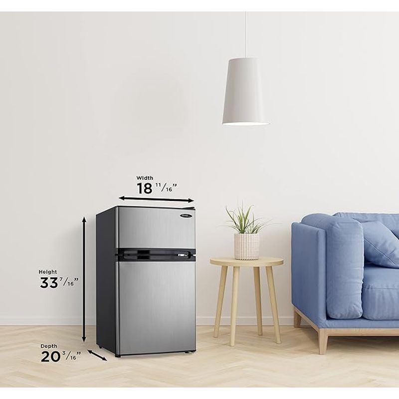 Danby Designer 3.1 Cu.Ft. Compact Refrigerator with Freezer, Stainless Steel